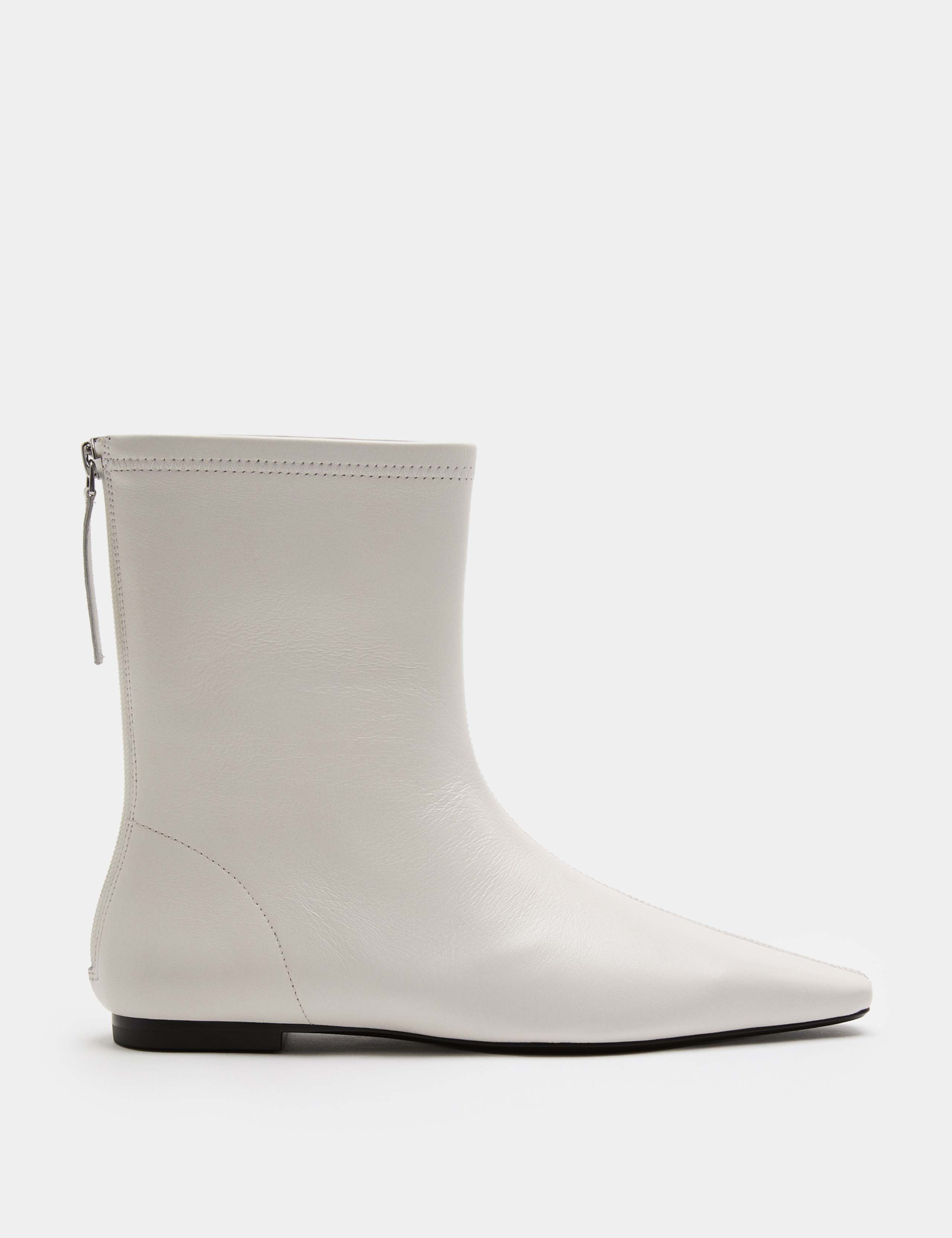 Leather Flat Chisel Toe Sock Boot 2 of 3