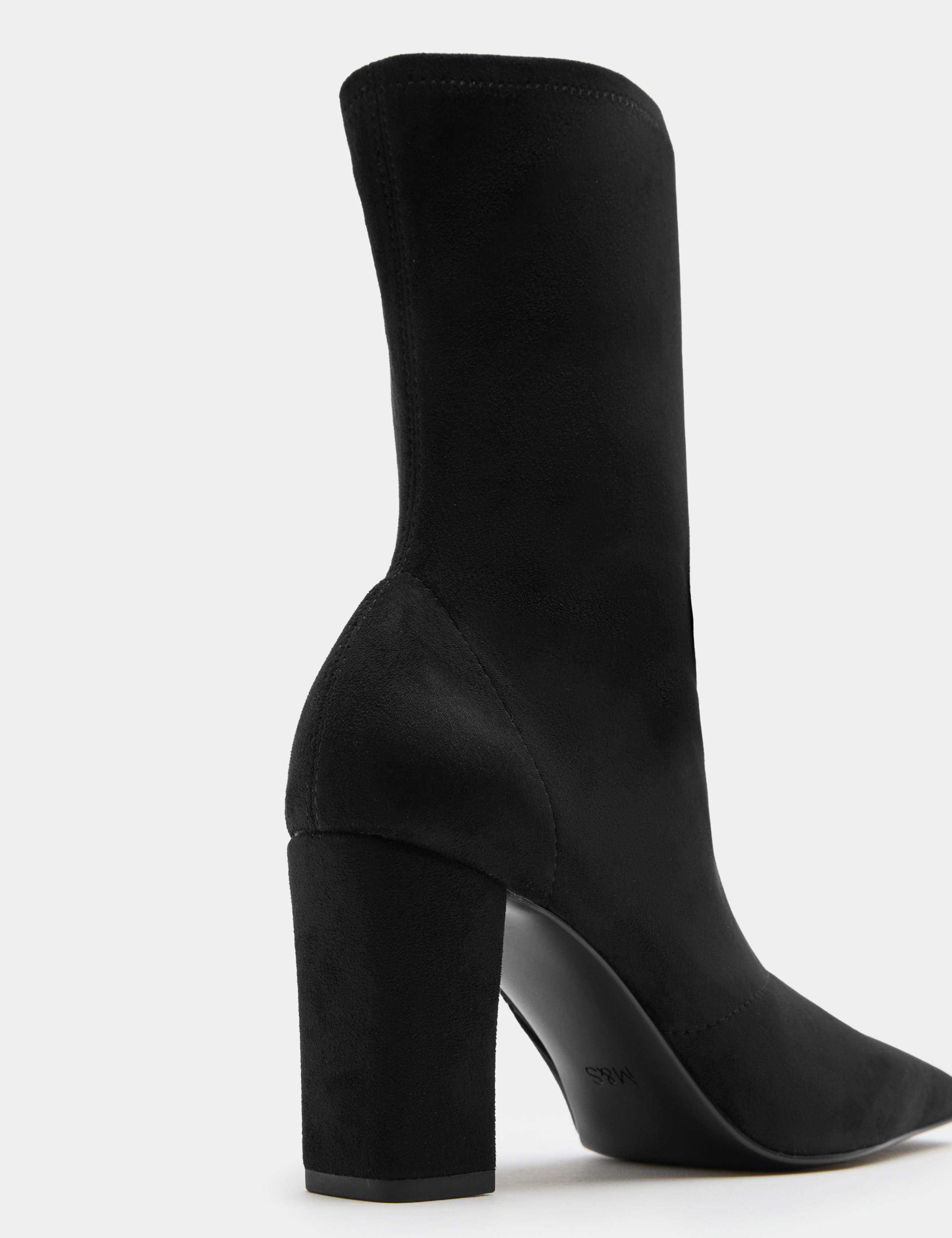 Square Toe Block Heel Sock Boot 2 of 3