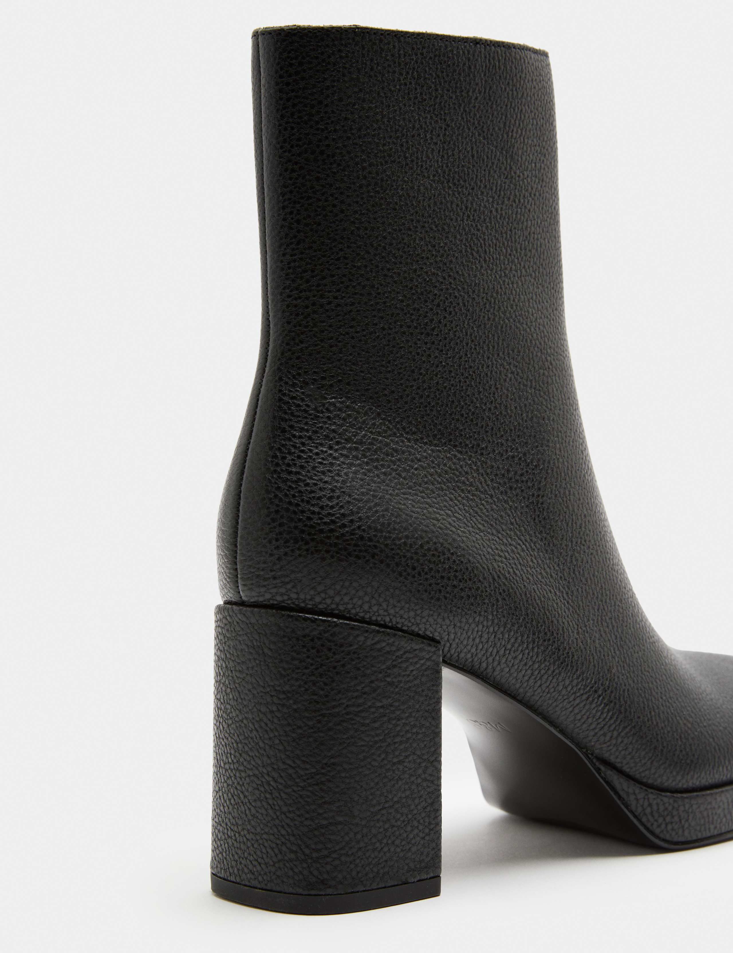Leather Platform Block Heel Round Toe Ankle Boot 3 of 3
