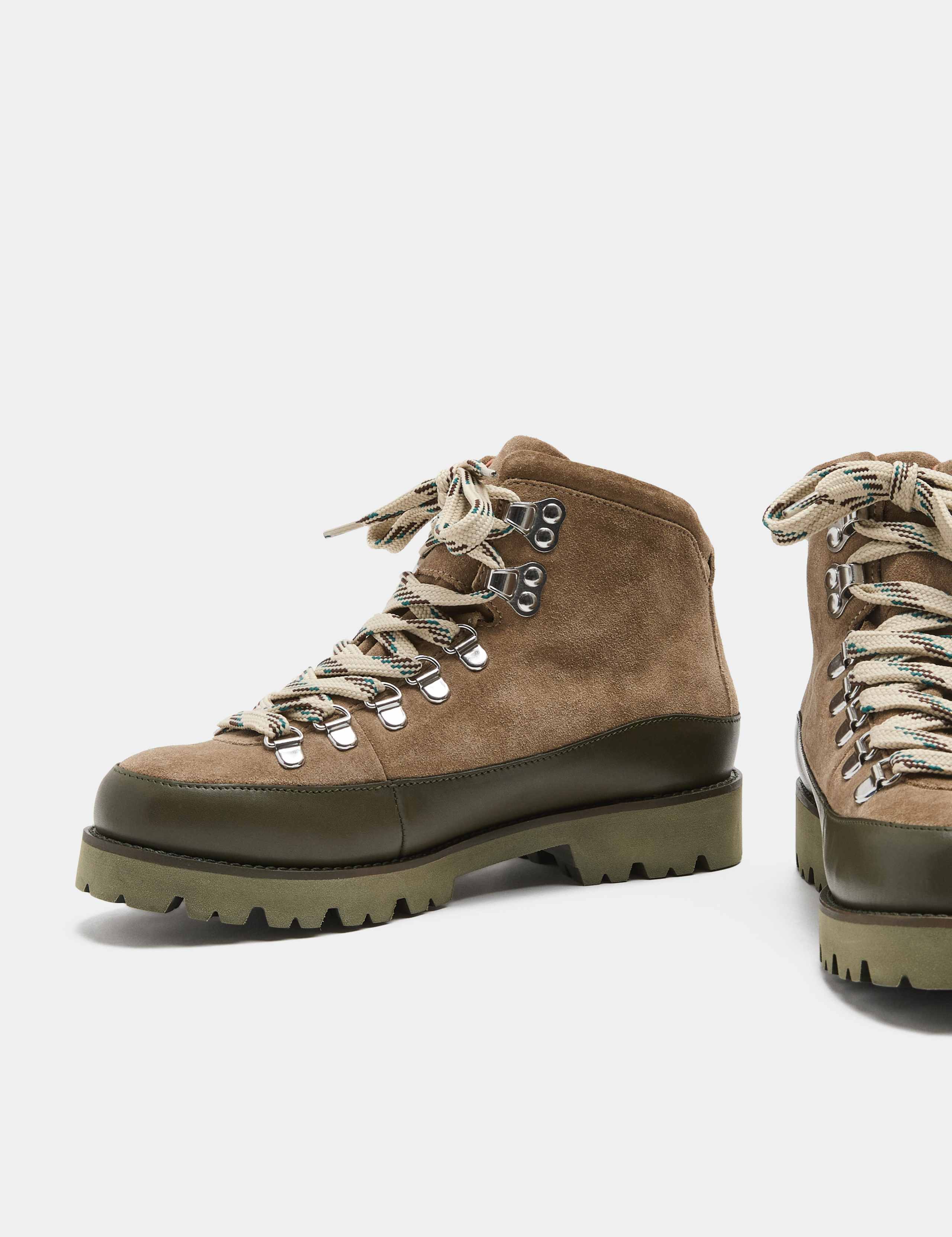 Suede Hiker Lace Up Block Heel Walking Boots 3 of 4