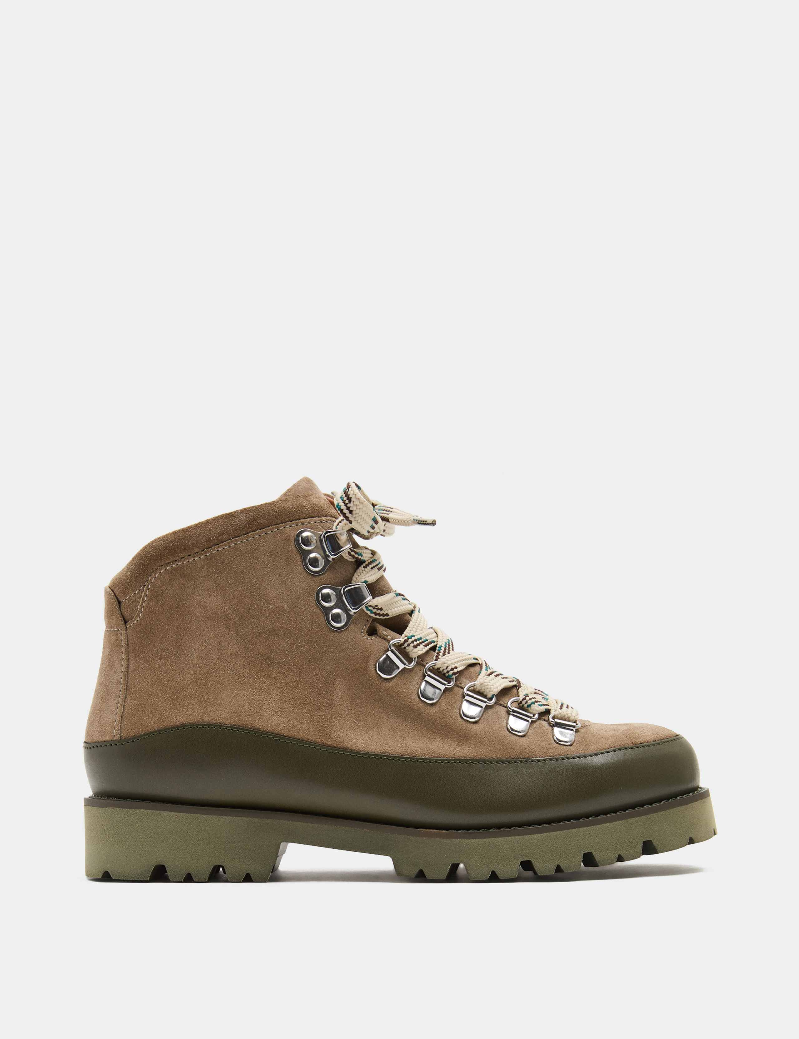 Suede Hiker Lace Up Block Heel Walking Boots 2 of 4