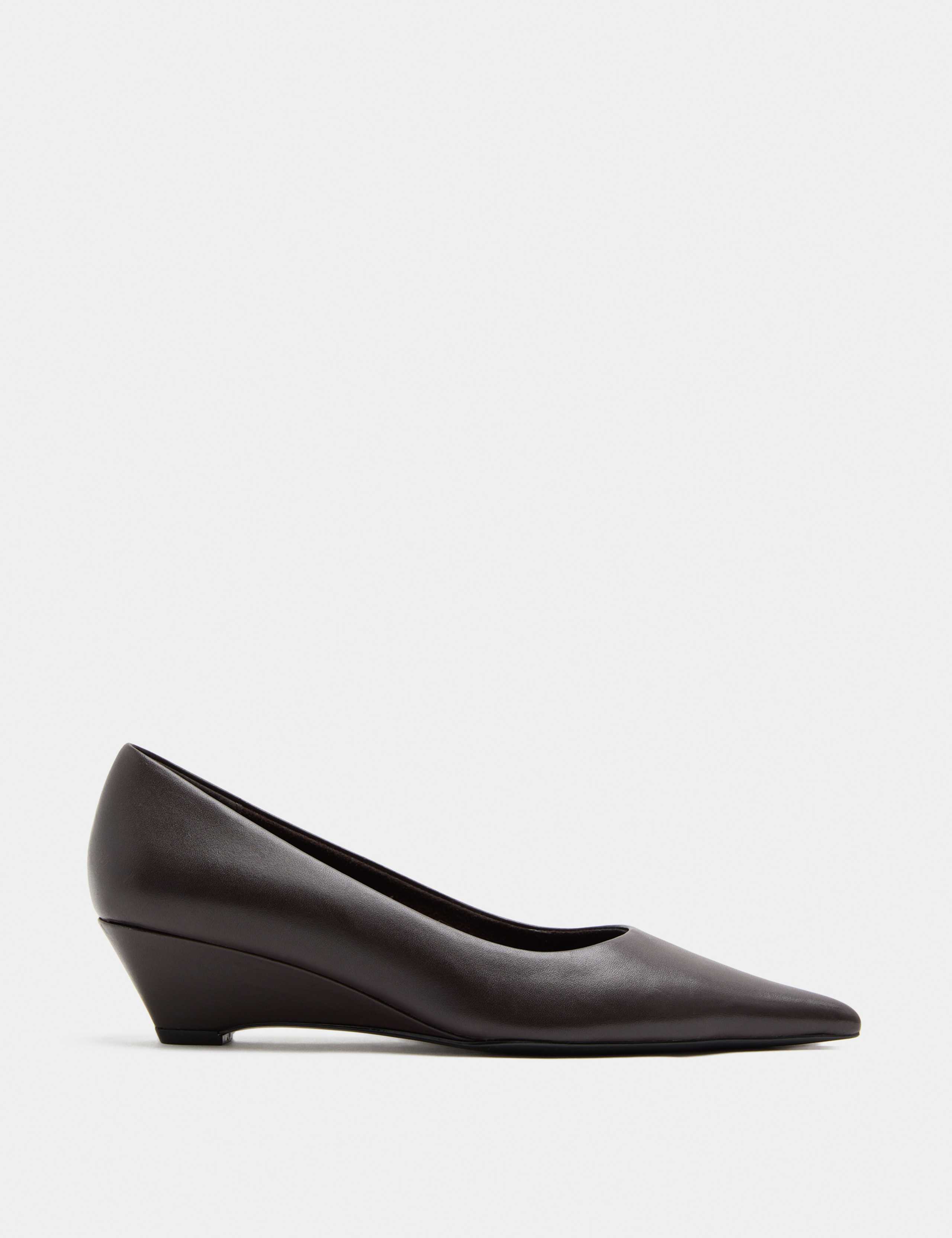 Leather Wedge Heel Pointed Toe Court Shoes 2 of 3