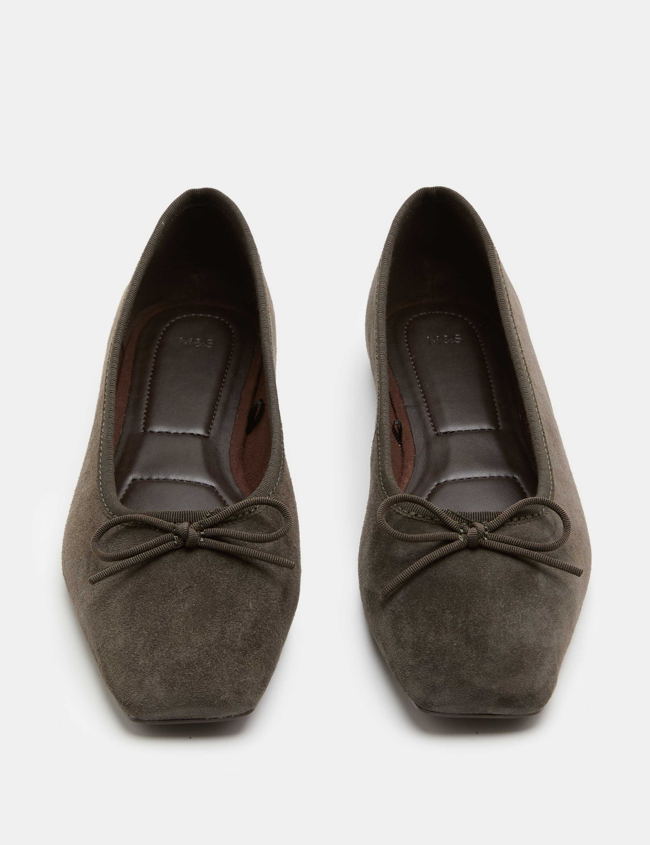 Suede Bow Square Toe Ballet Pumps 2 of 3