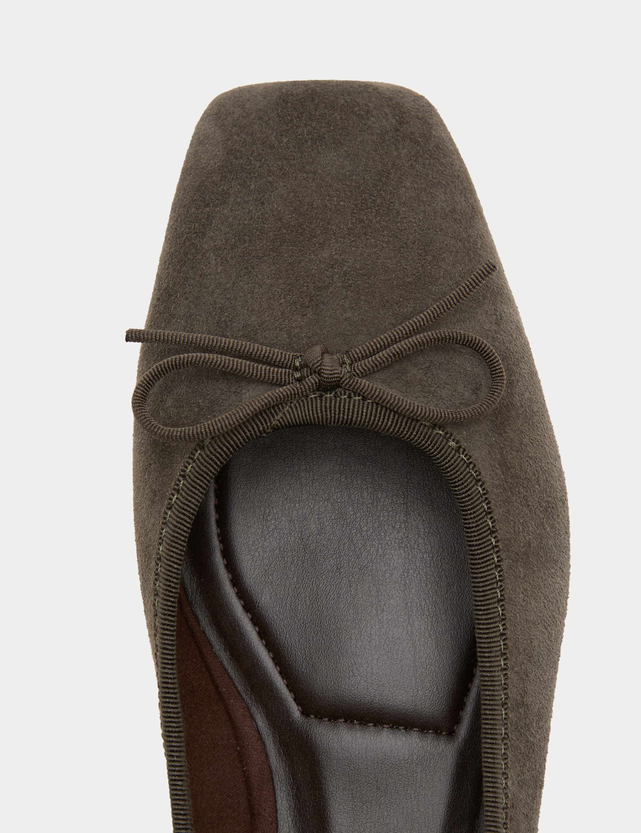 Suede Bow Square Toe Ballet Pumps 3 of 3