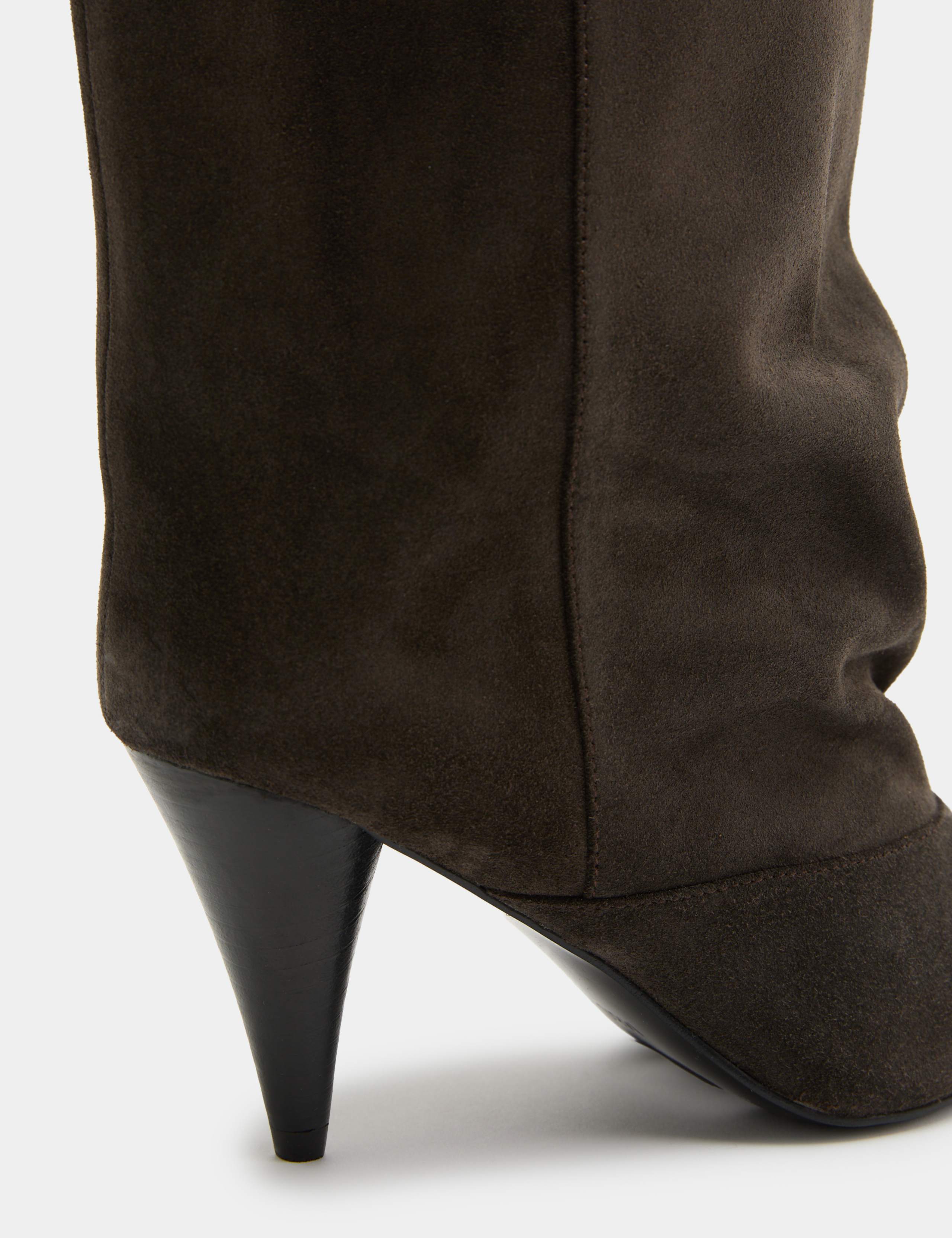 Suede Ruched Stiletto Heel Knee High Boots 3 of 3