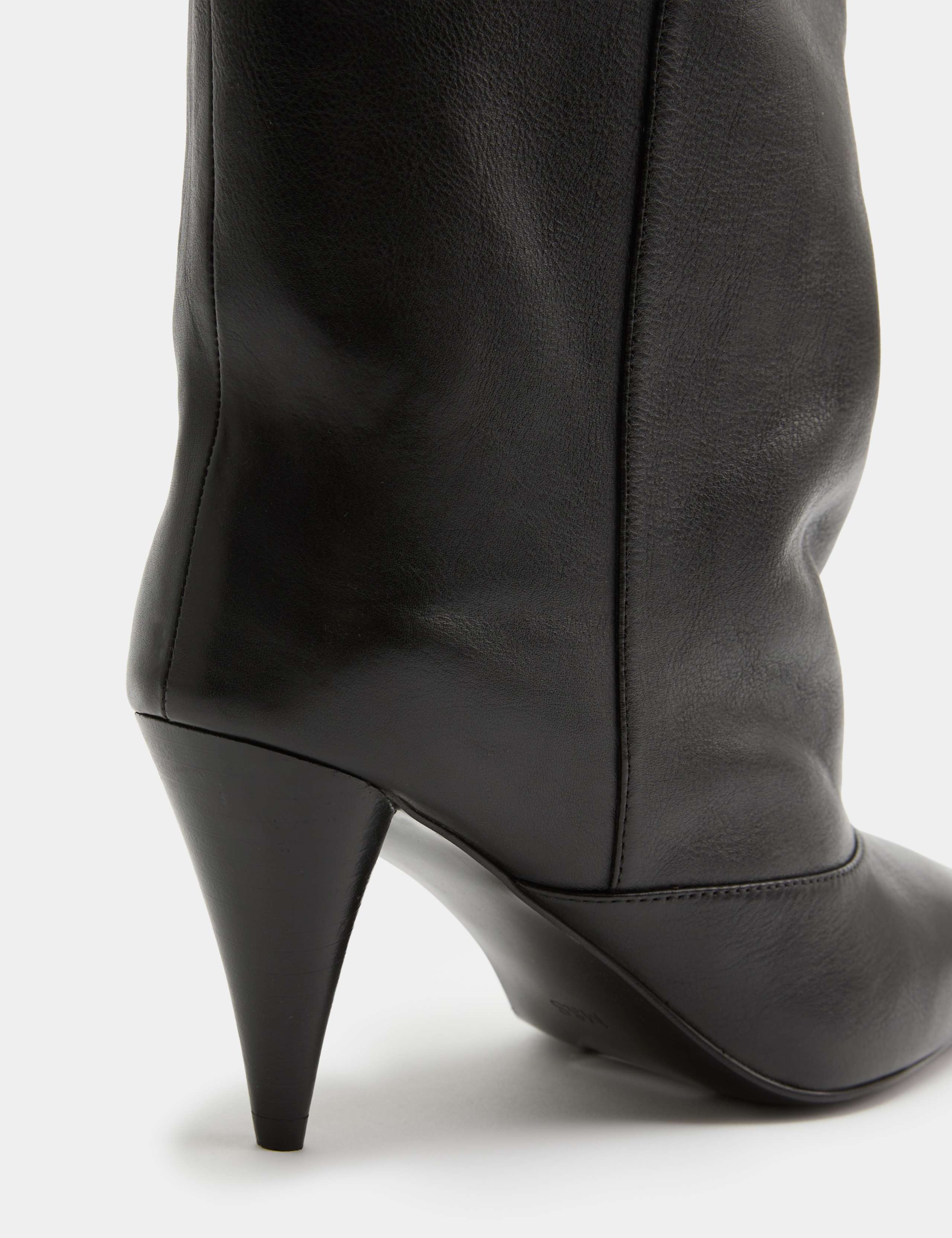 Leather Ruched Stiletto Heel Knee High Boots 3 of 3