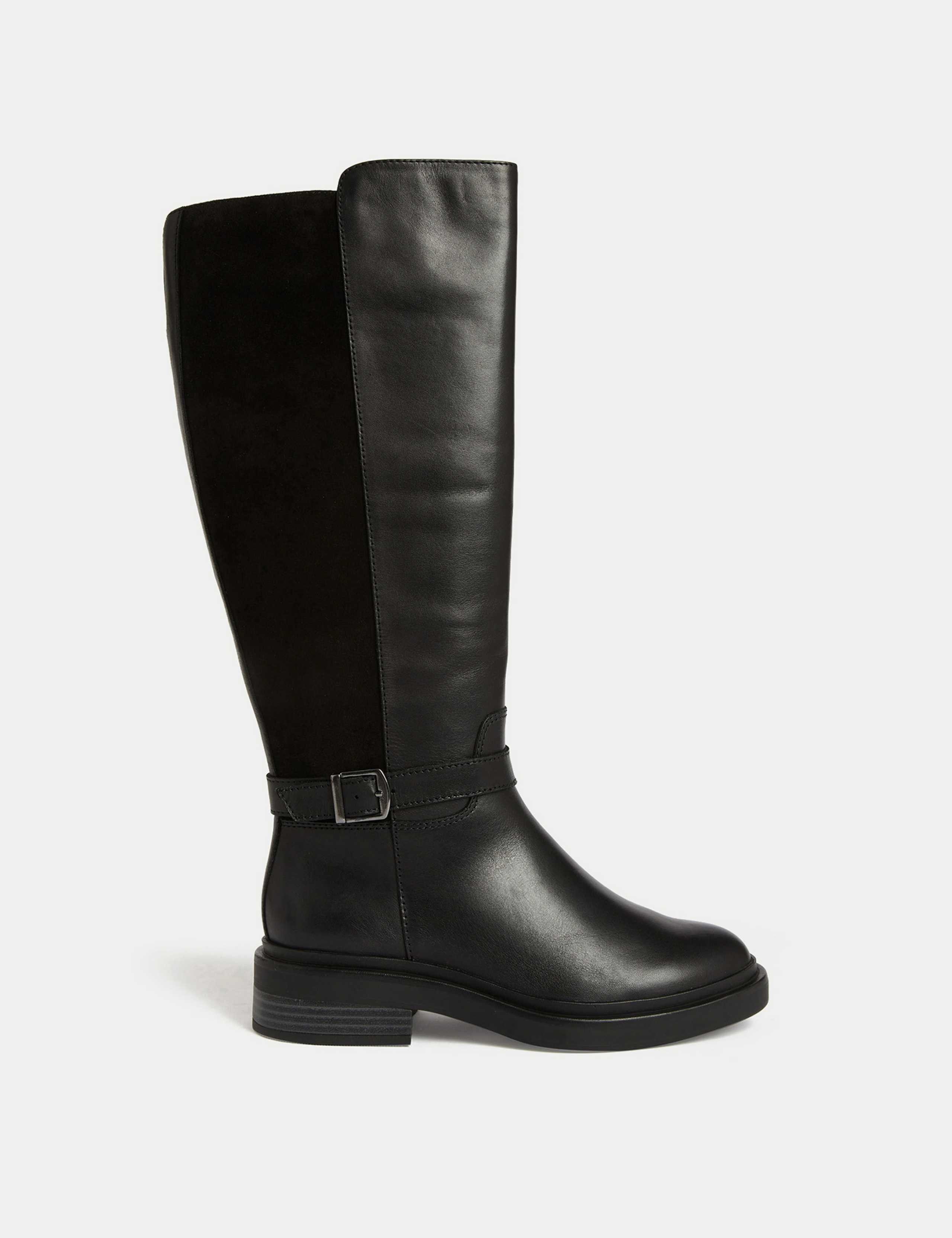 Wide Fit Leather Riding Knee High Boots 1 of 3