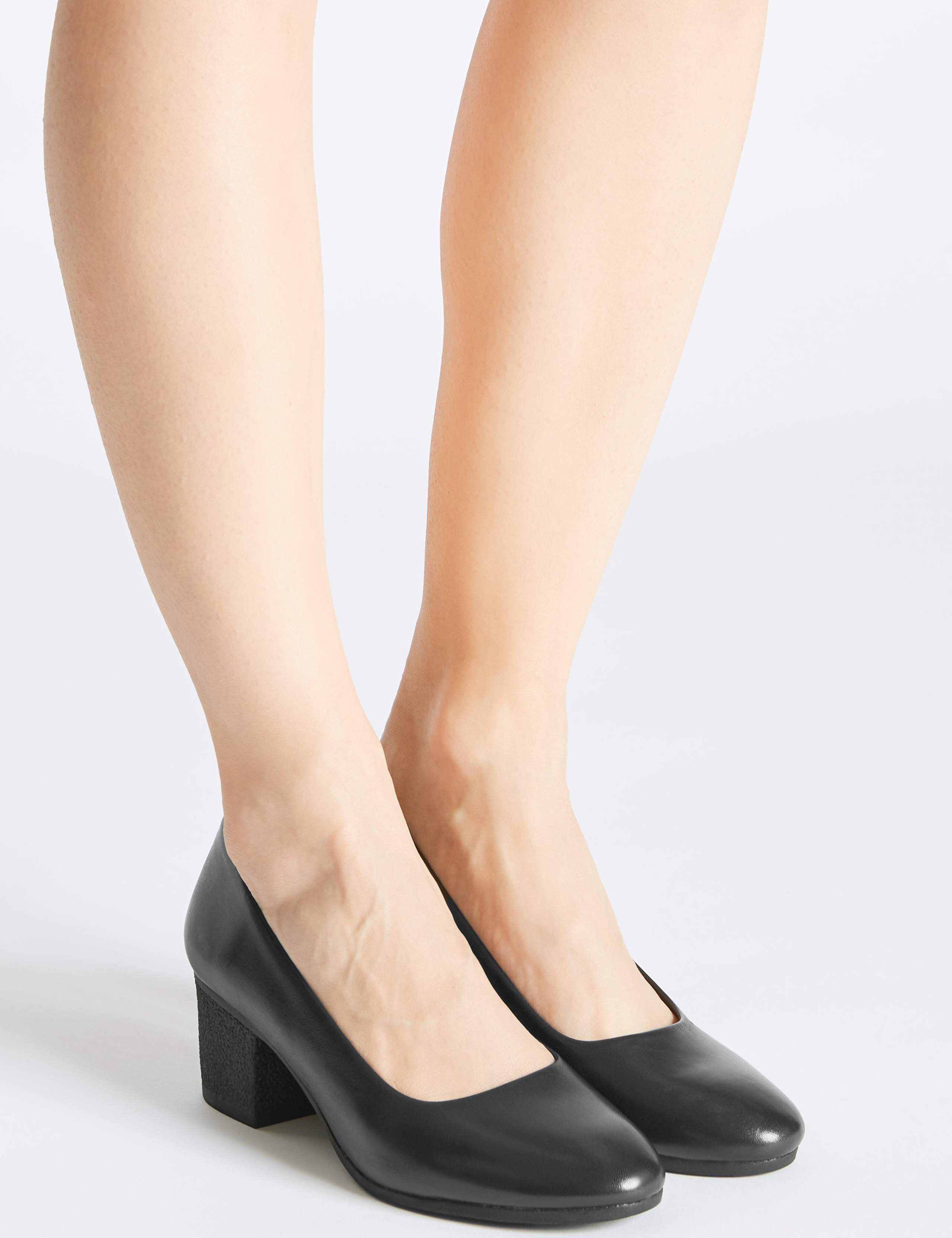 Leather Crepe Effect Court Shoes 1 of 6