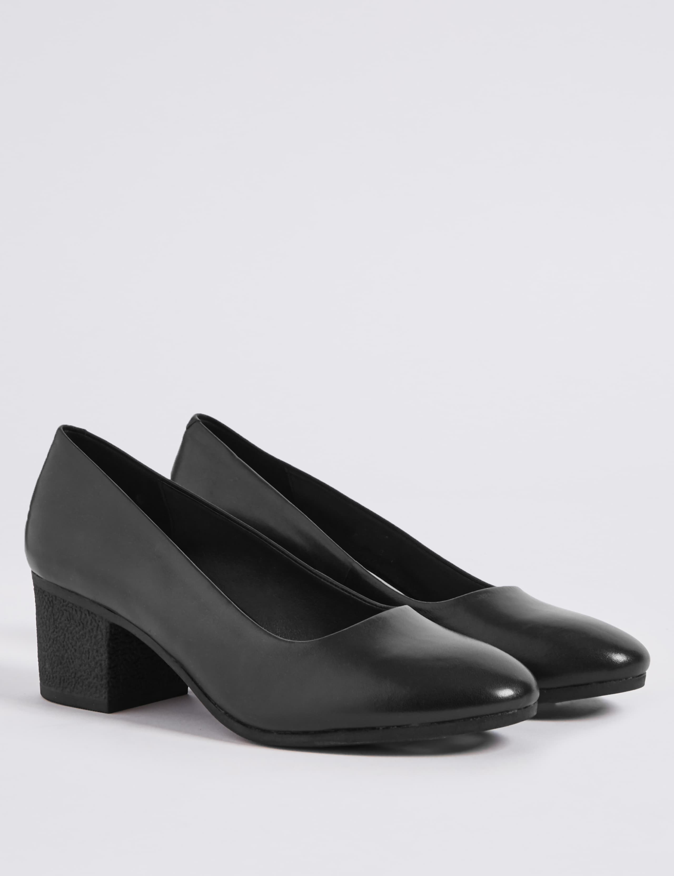 Leather Crepe Effect Court Shoes 3 of 6