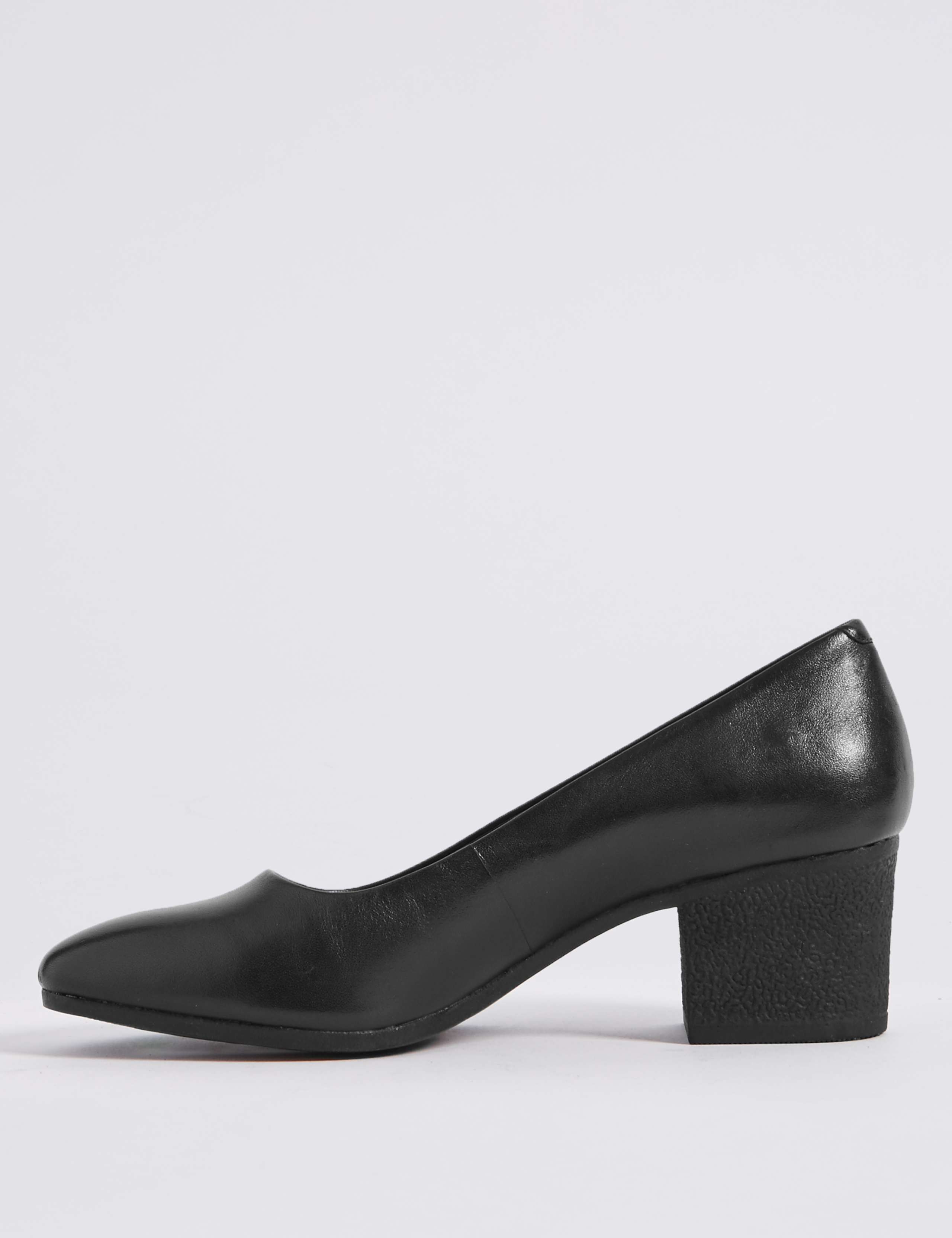 Leather Crepe Effect Court Shoes 5 of 6