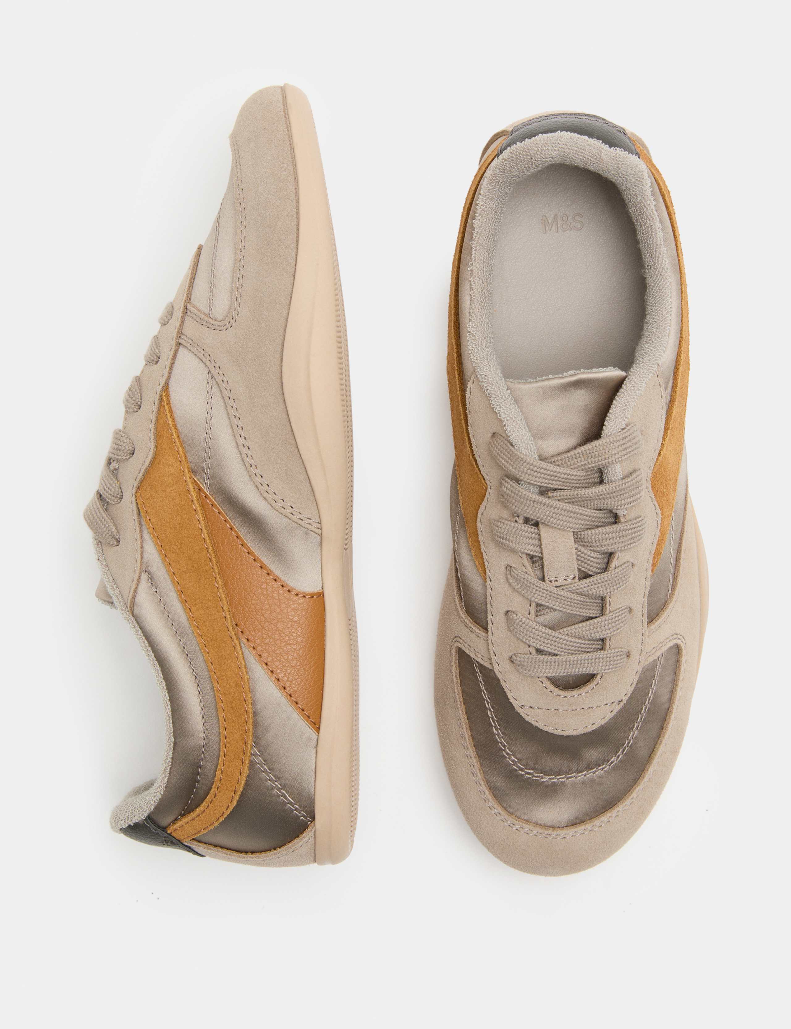 Leather Mix Side Detail Retro Runner Trainers 1 of 3