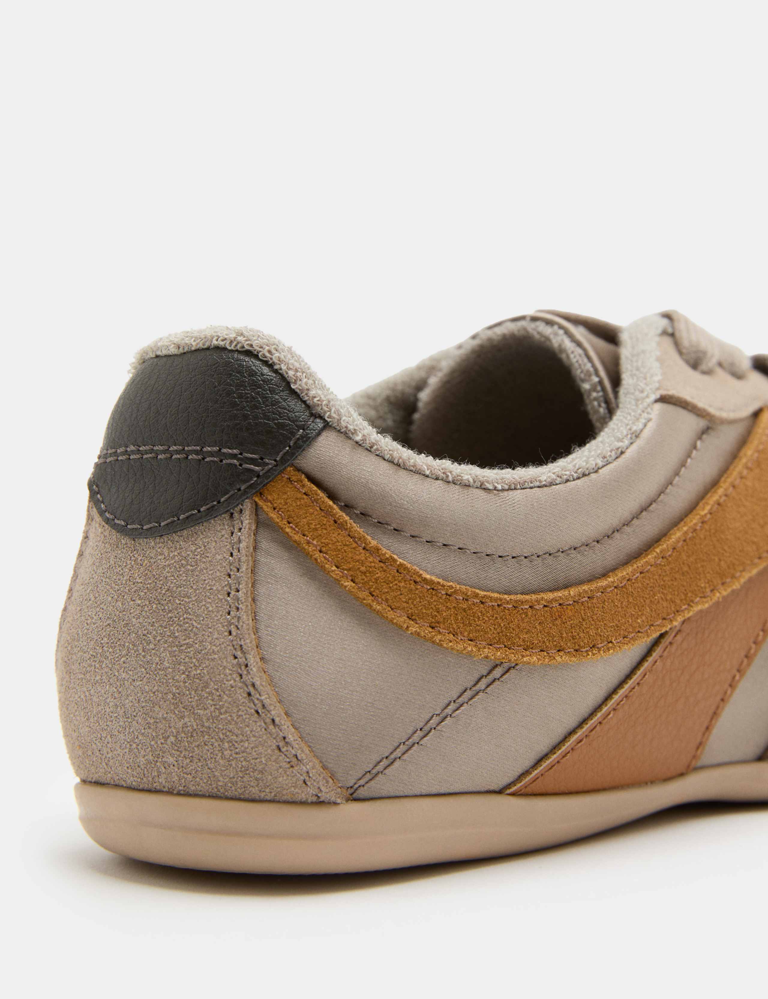 Leather Mix Side Detail Retro Runner Trainers 3 of 3