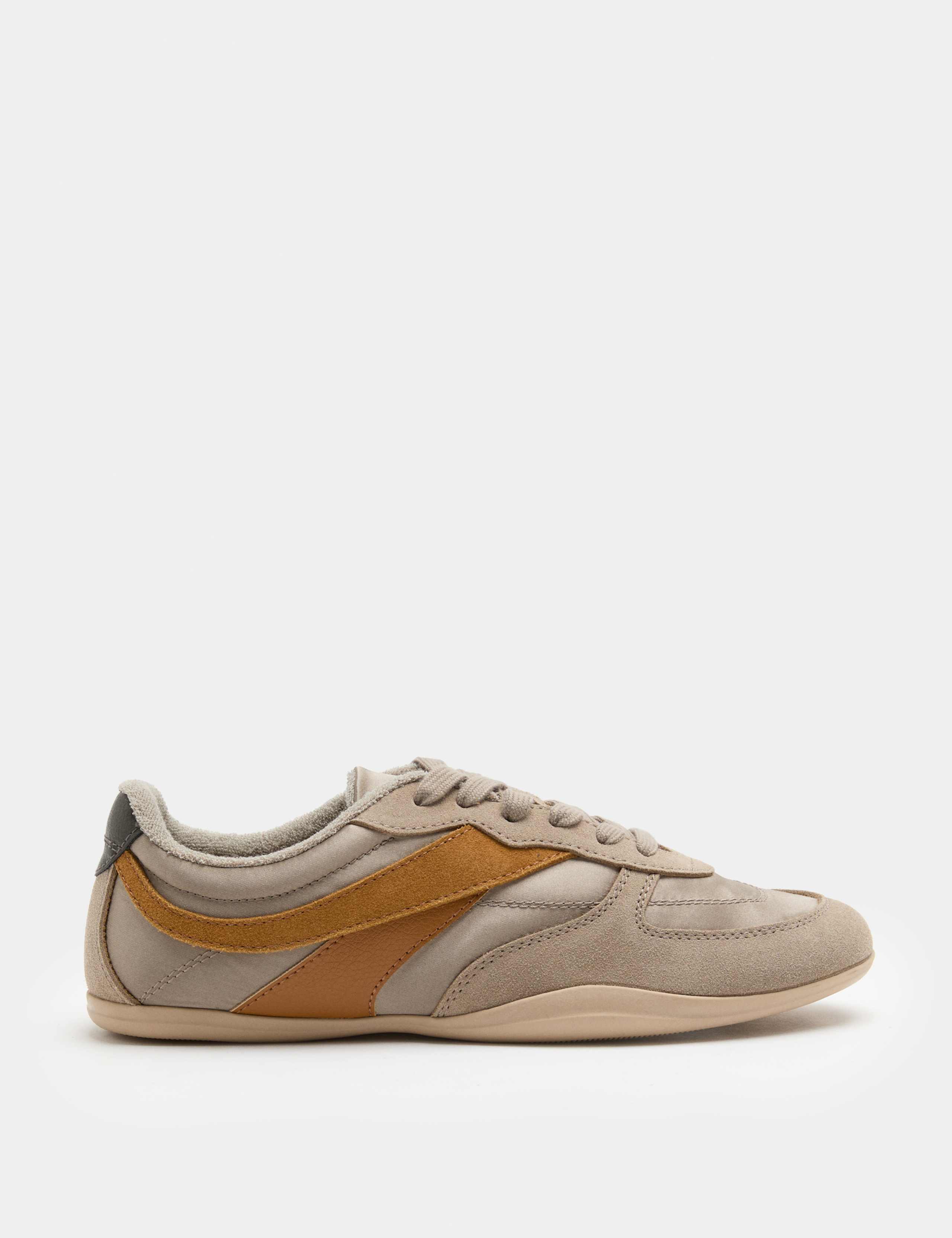 Leather Mix Side Detail Retro Runner Trainers 2 of 3