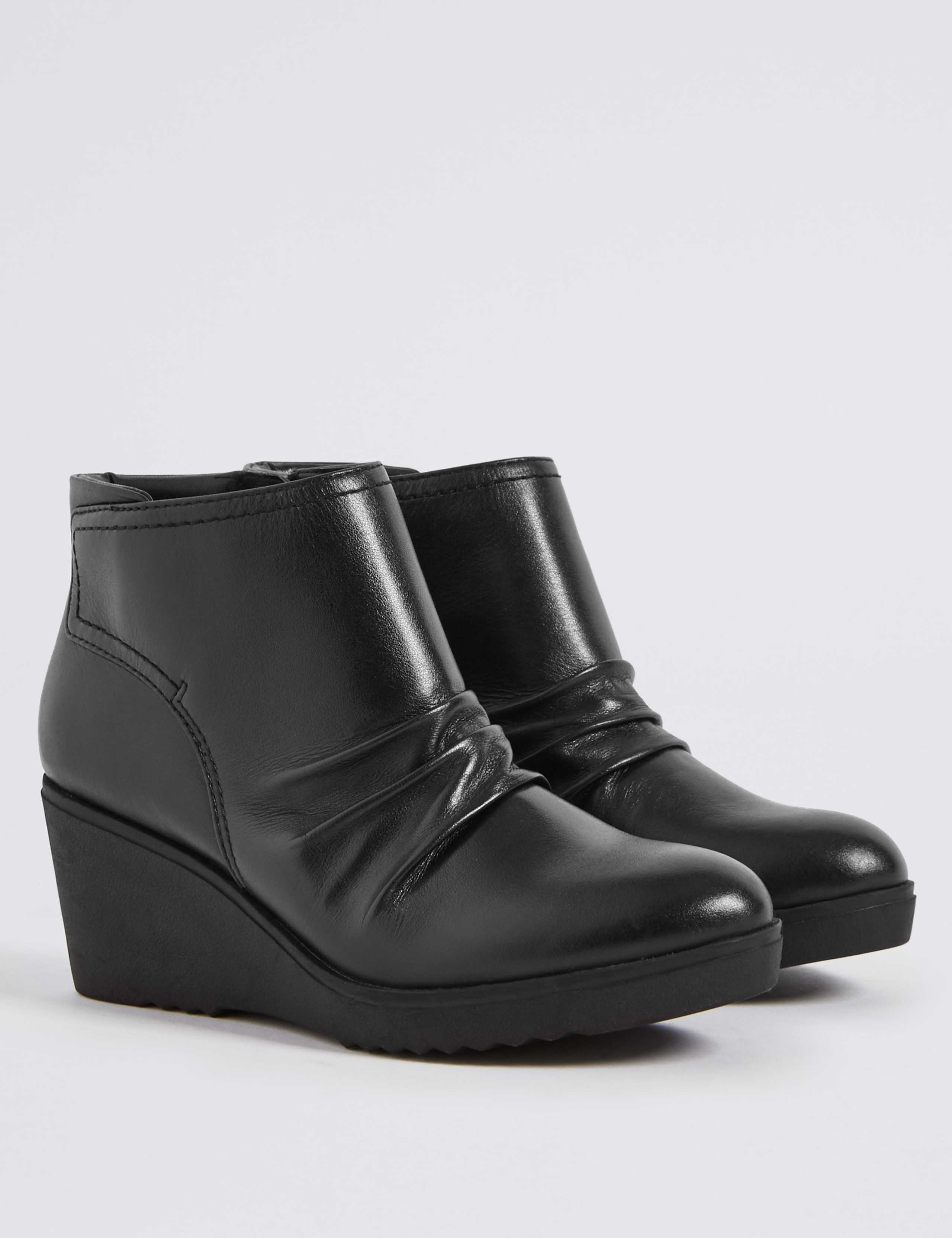 Leather Wedge Heel Ankle Boots 3 of 6