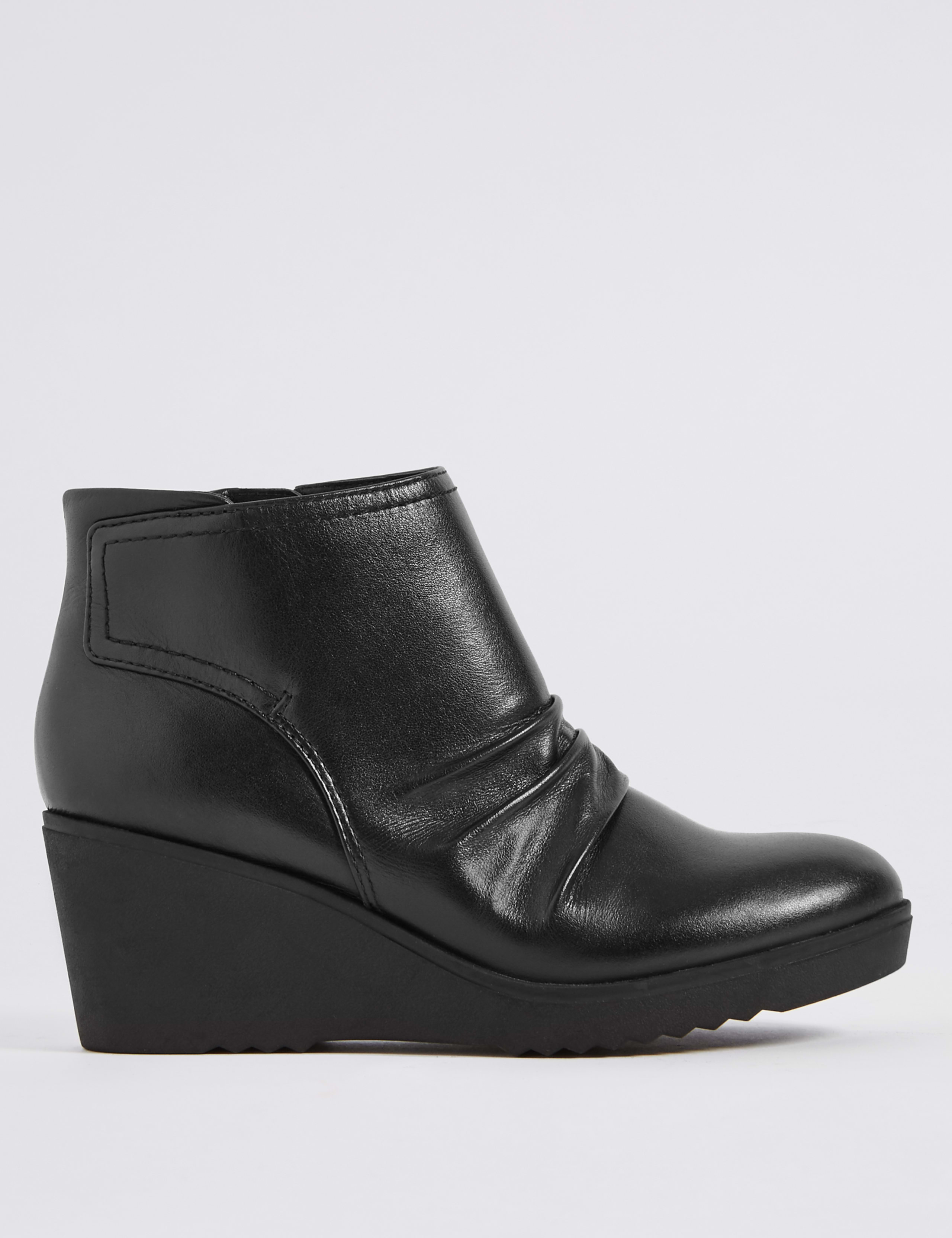 Leather Wedge Heel Ankle Boots 2 of 6