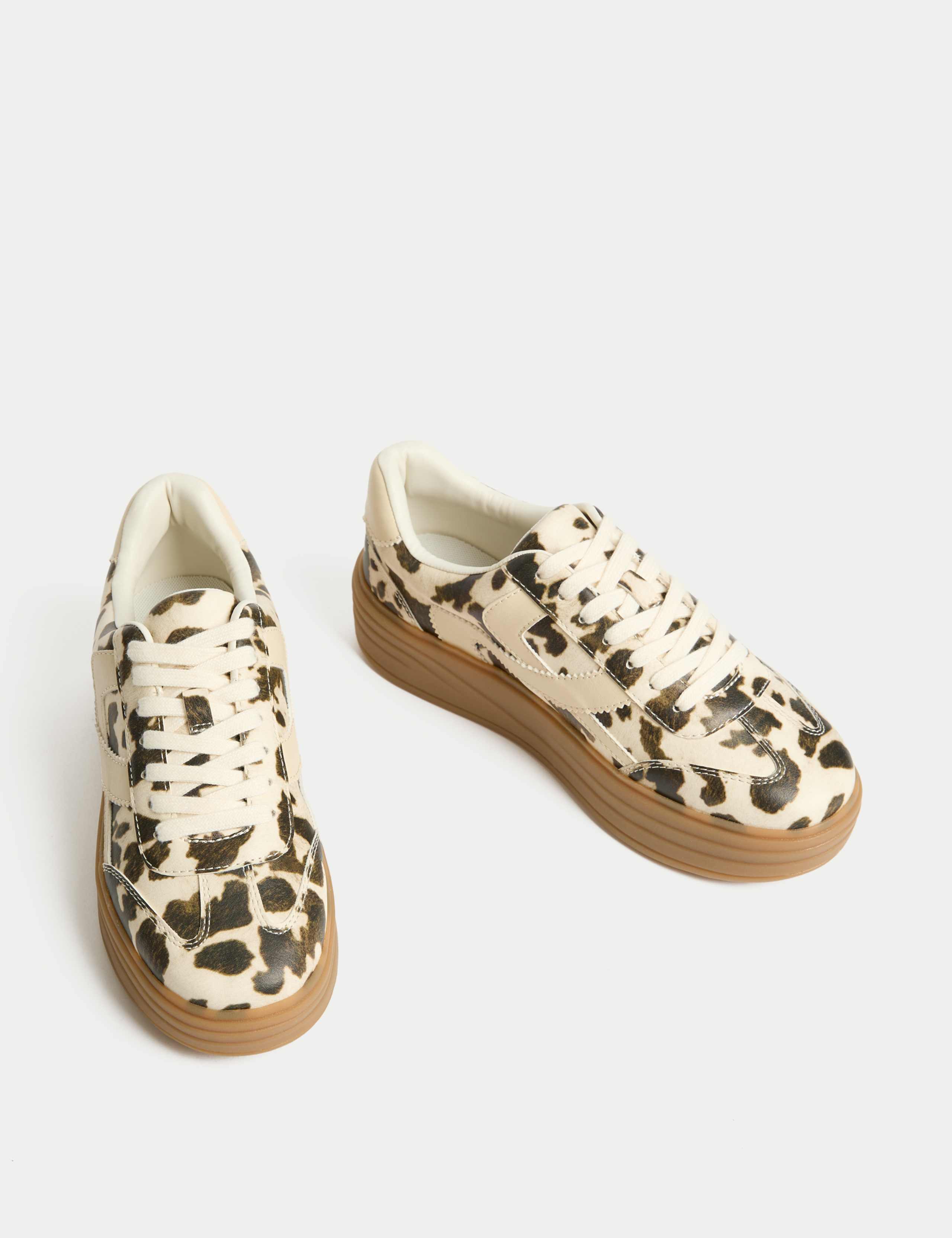 Cow Print Side Detail Platform Trainers 2 of 3