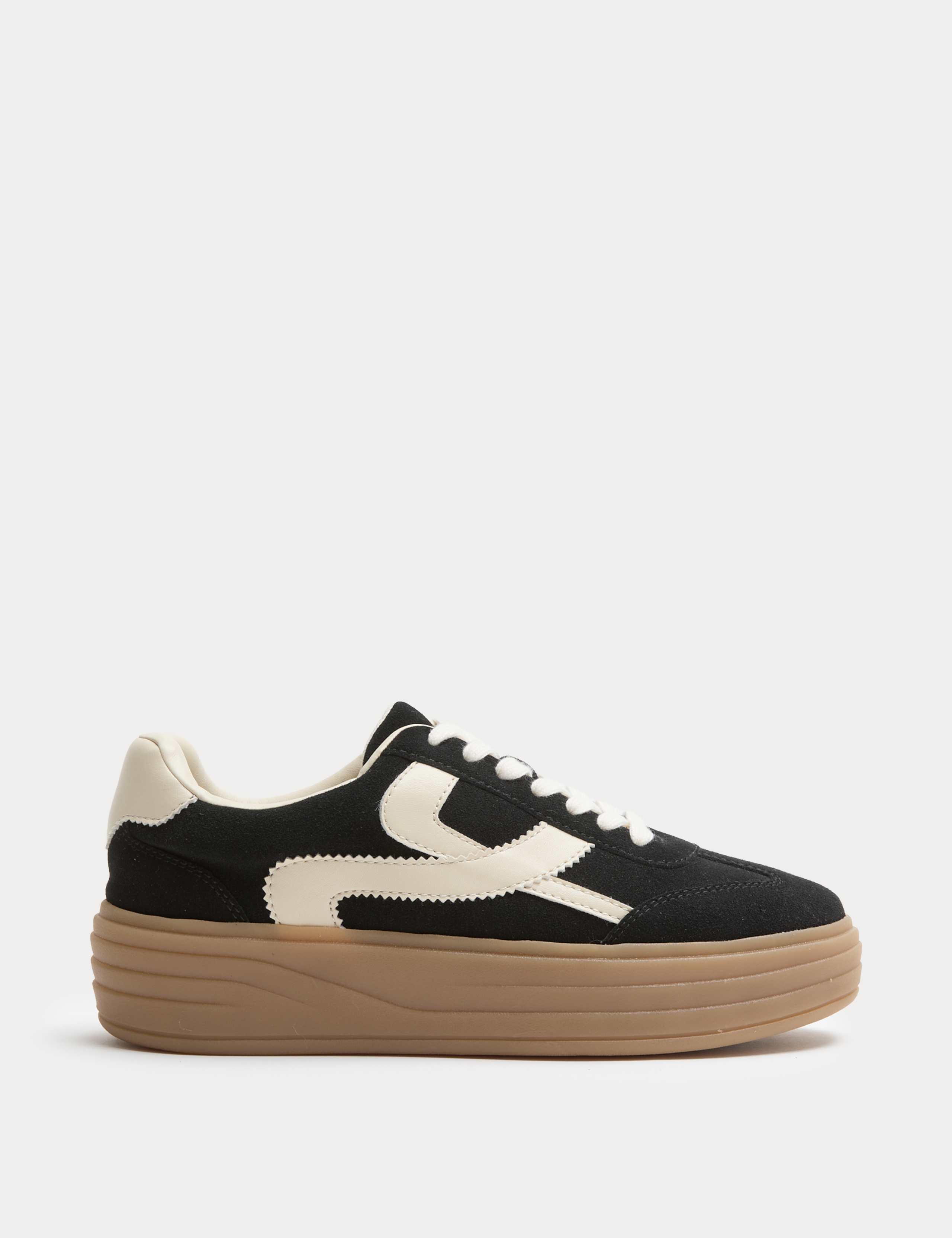 Suede Side Detail Platform Trainers 1 of 4