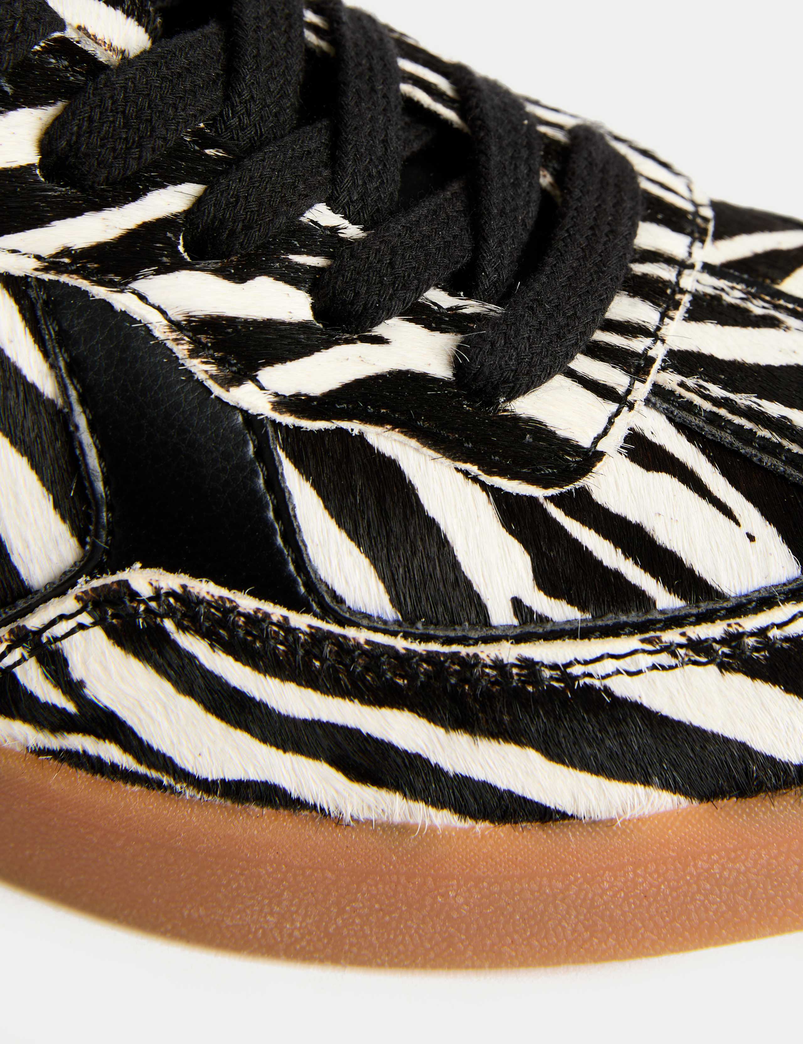 Leather Lace Up Zebra Print Trainers 3 of 3