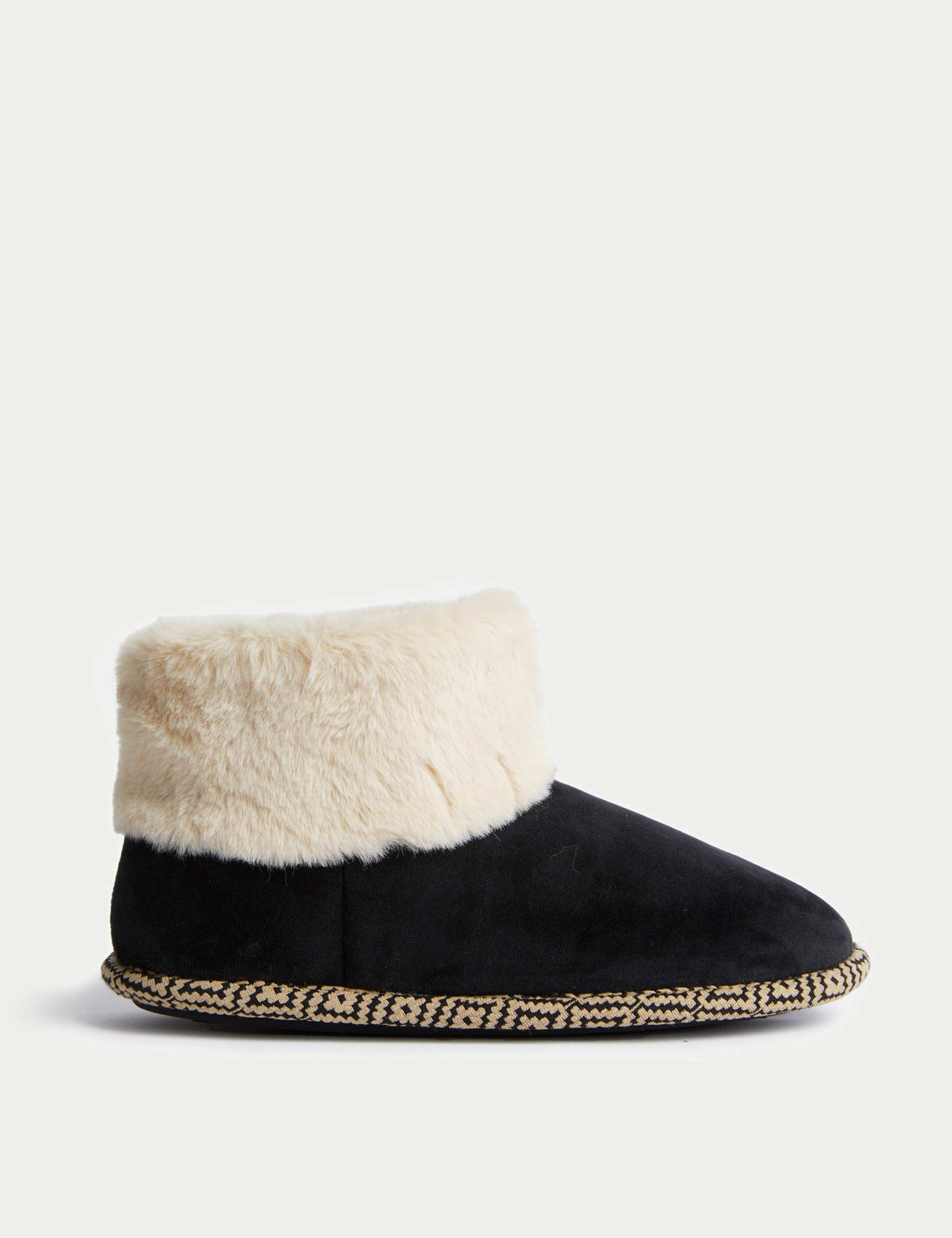Faux Fur Cuff Slipper Boots 1 of 3