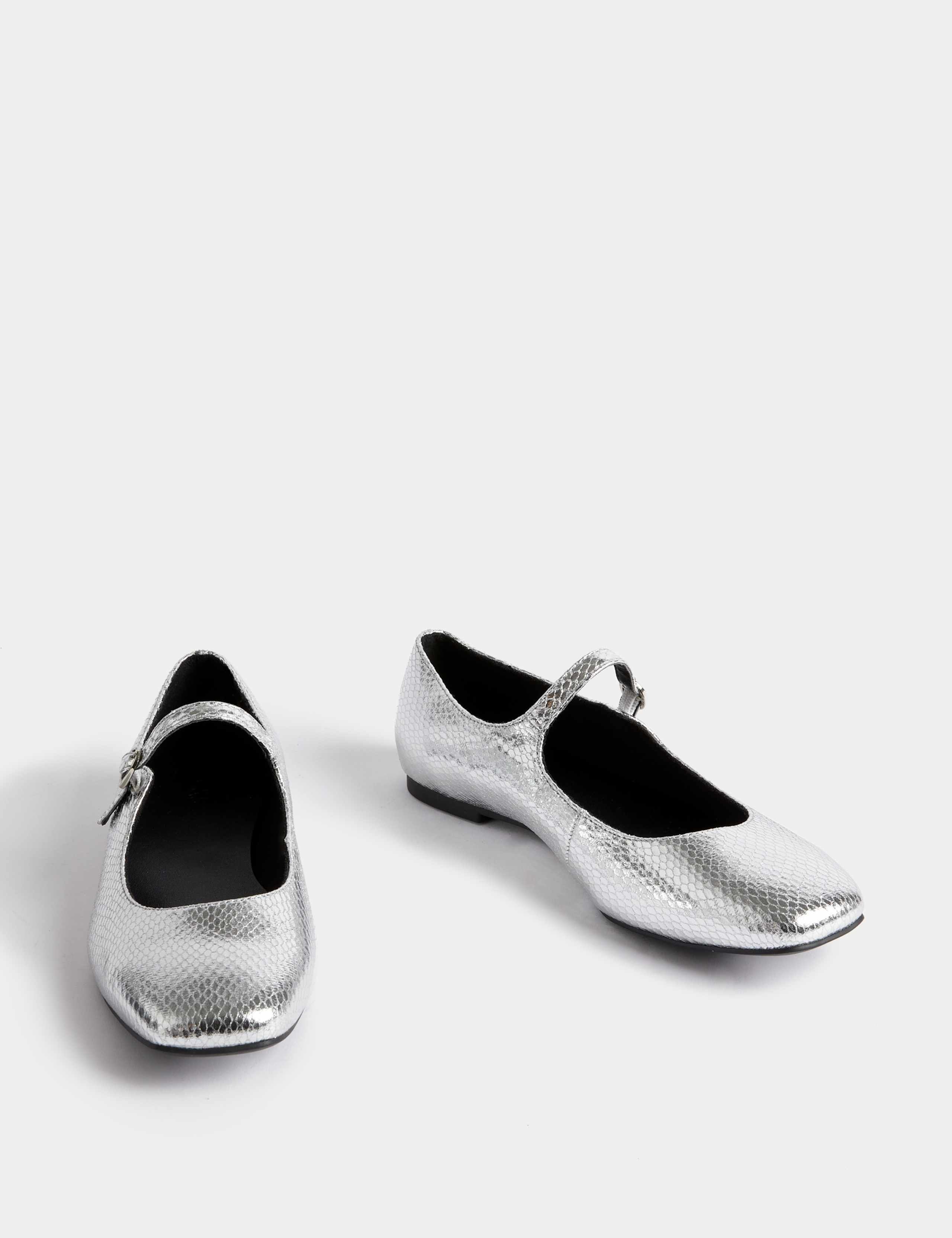 Metallic Flat Ballet Pumps 2 of 3