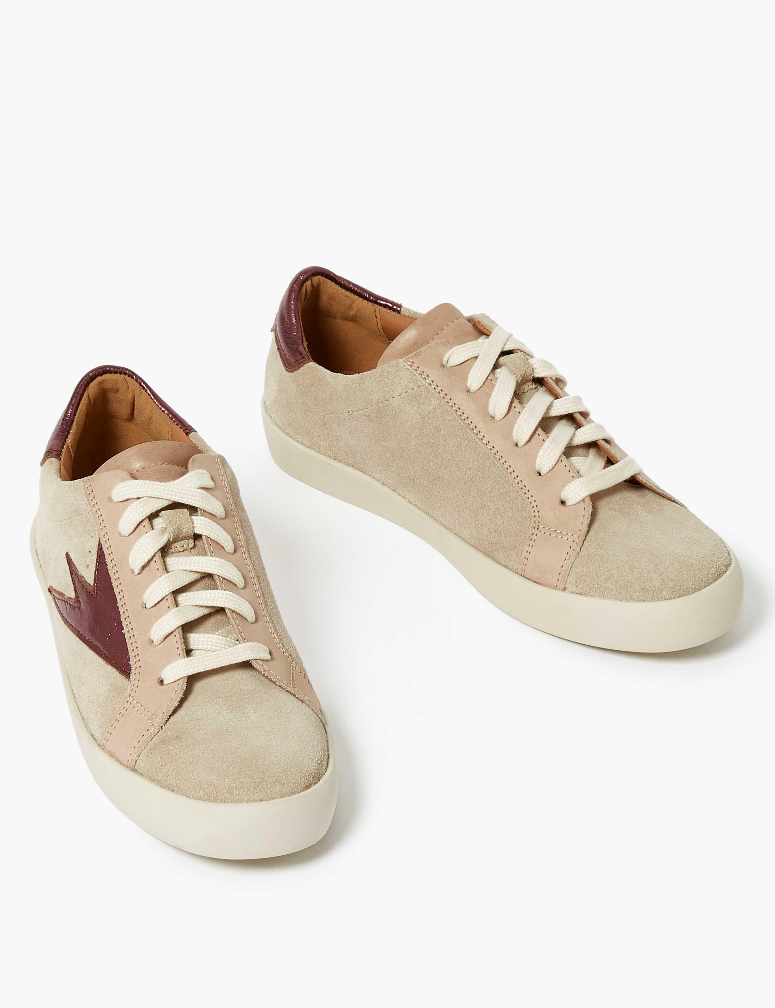 Suede Lace Up Flash Detail Trainers 3 of 7