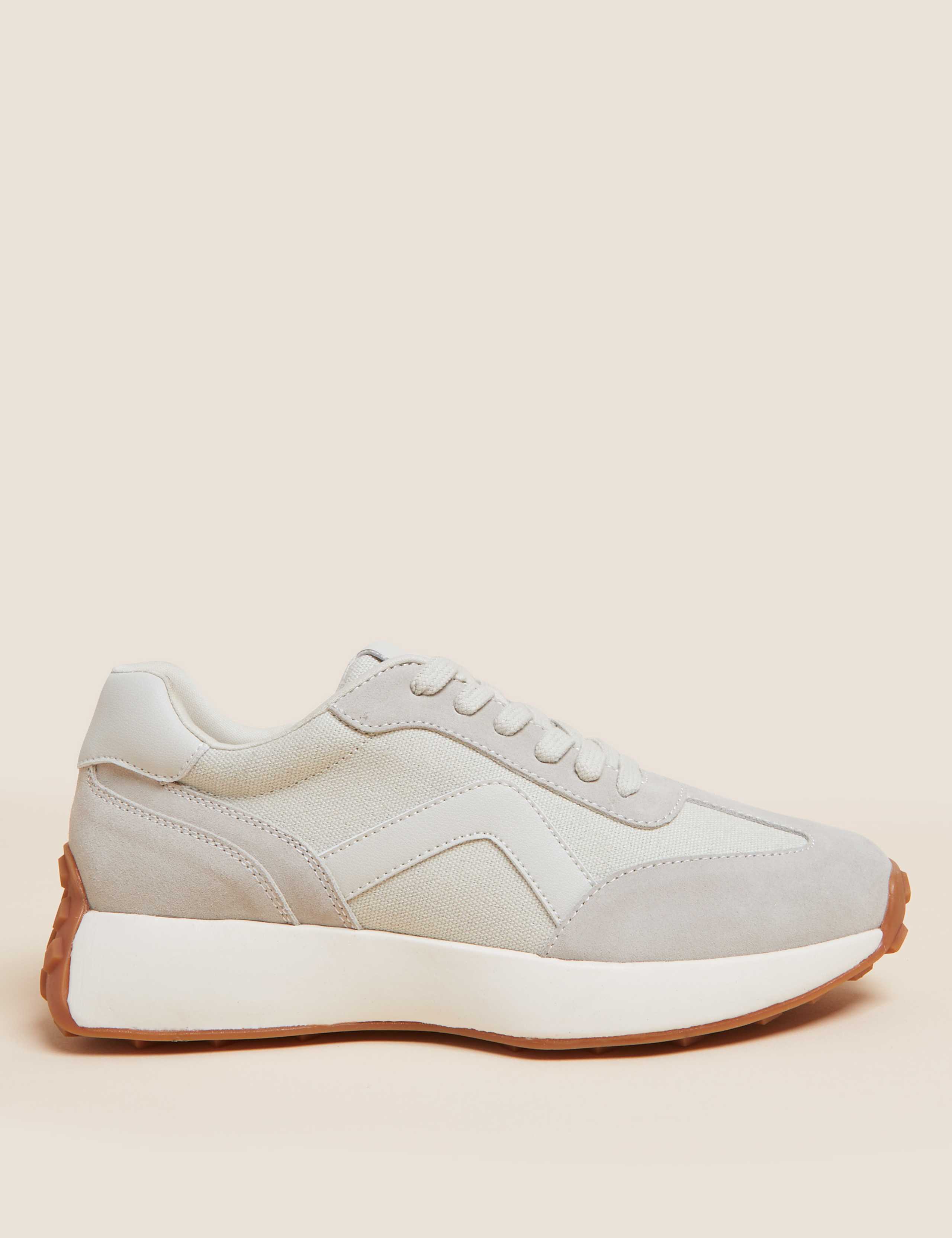Leather Lace Up Side Detail Trainers 1 of 4