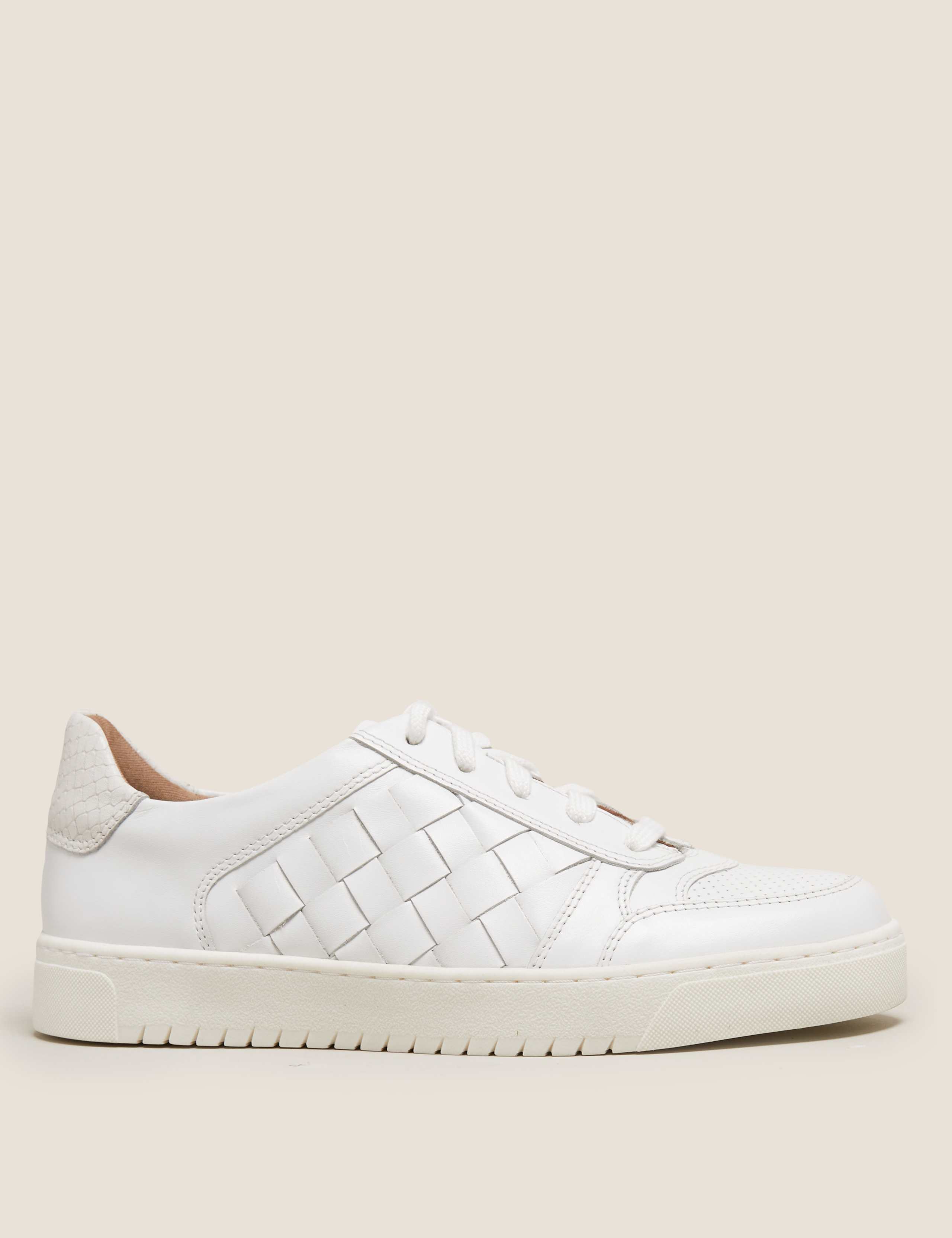 Lace Up Leather Weave Detail Trainers 4 of 4
