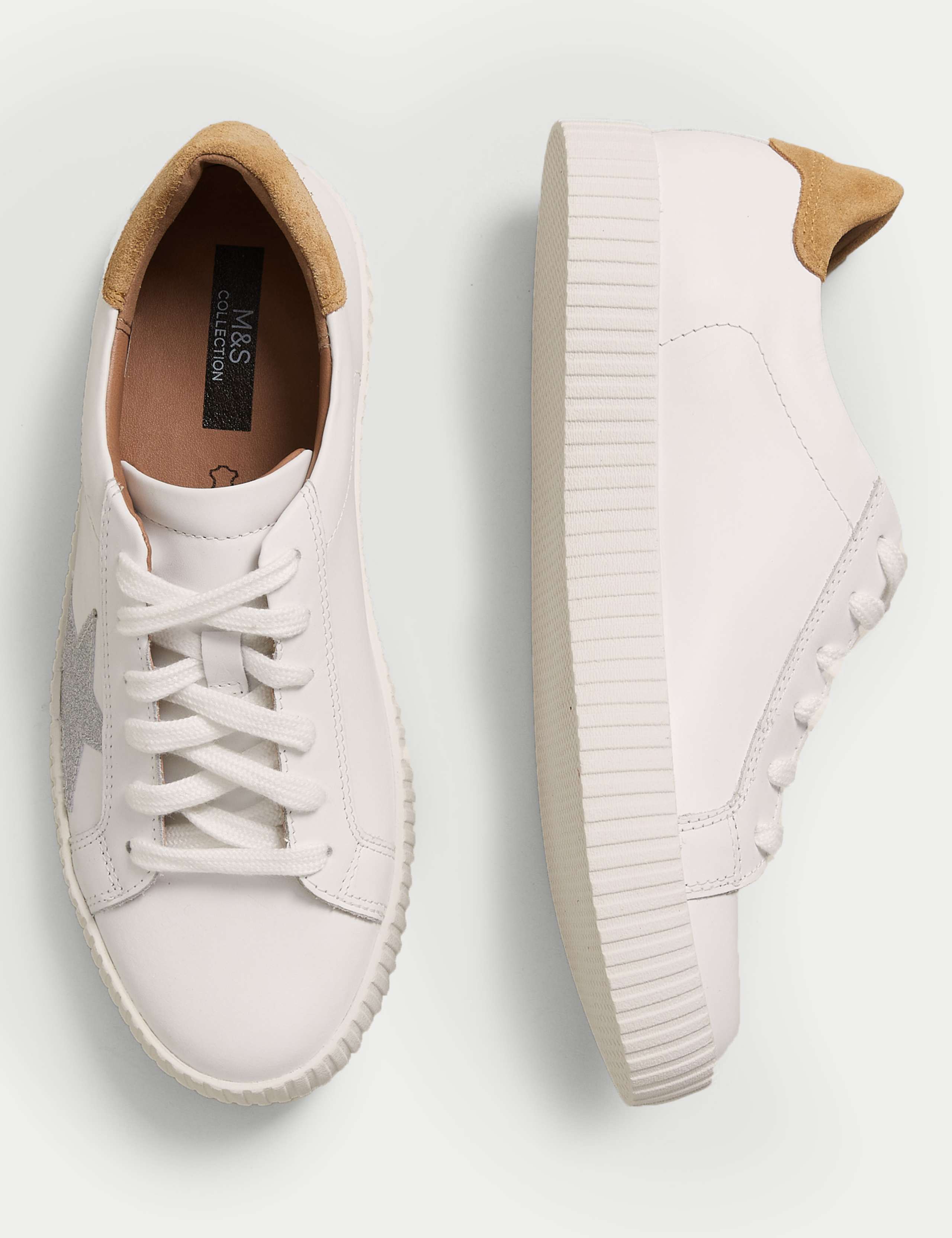 Lace Up Leather Star Trainers 3 of 4