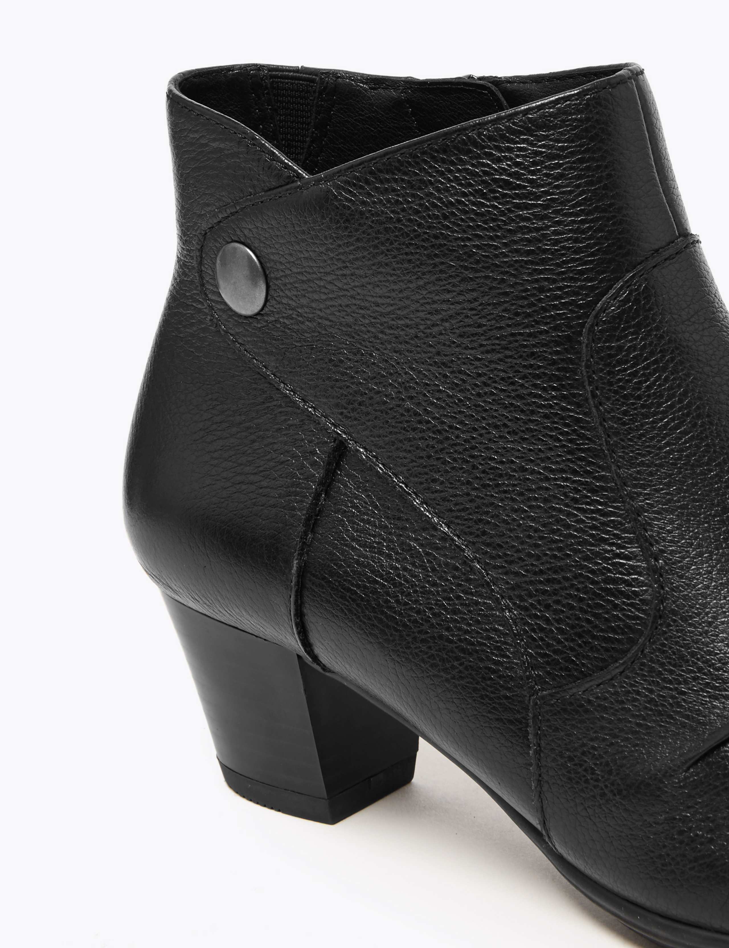 Wide Fit Leather Ruched Ankle Boots 4 of 6
