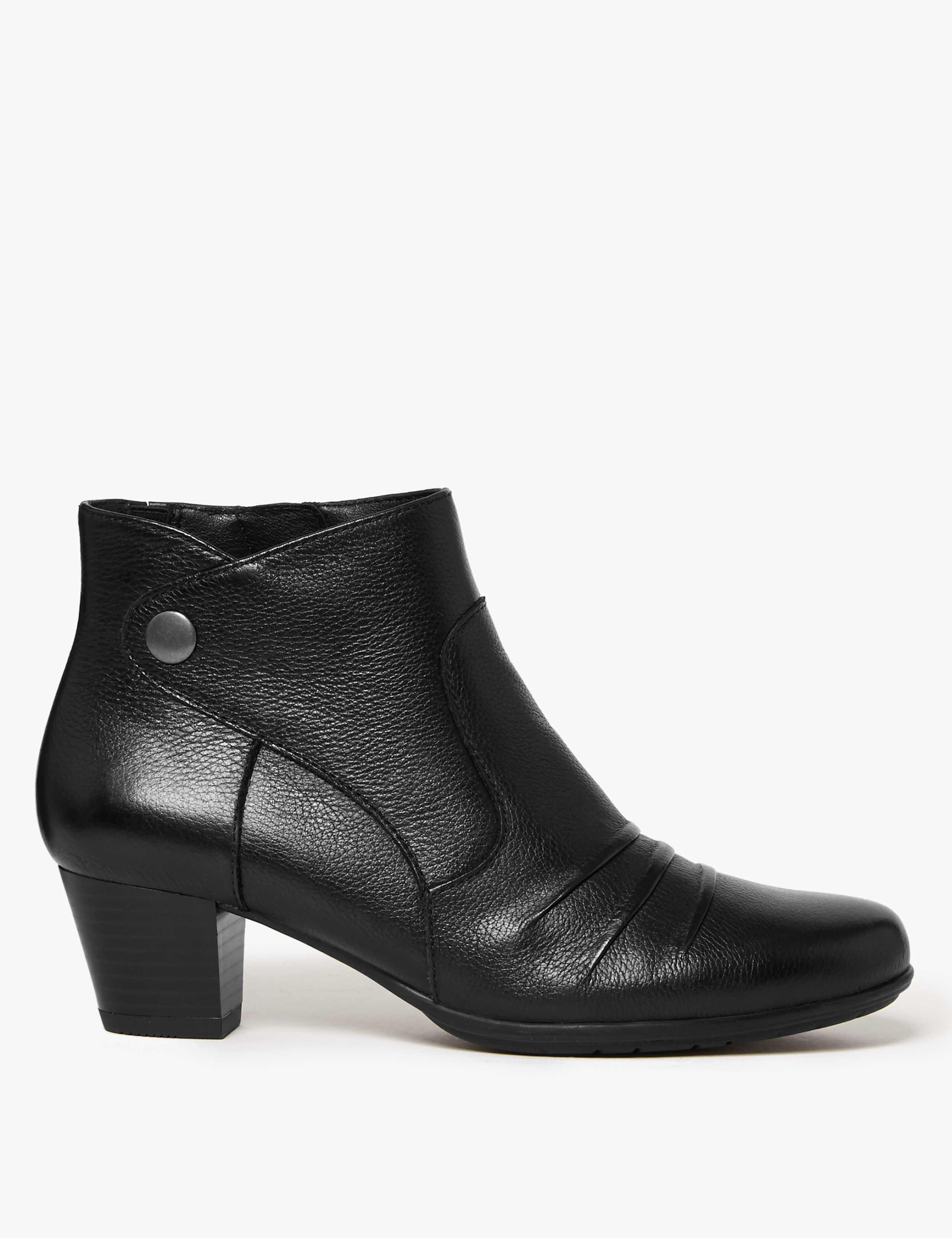 Wide Fit Leather Ruched Ankle Boots 2 of 6