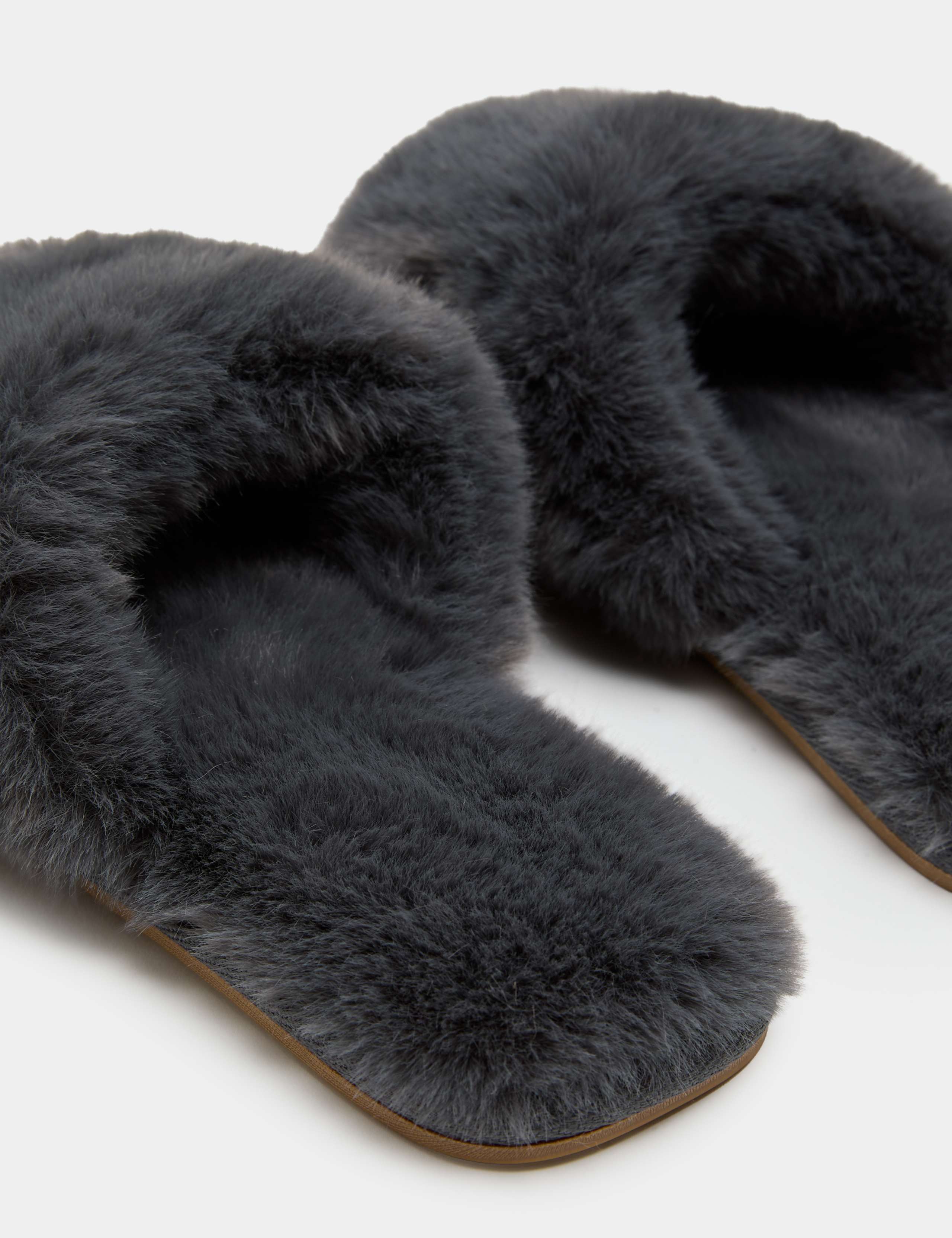 Faux Fur Open Toe Slider Slippers 3 of 3
