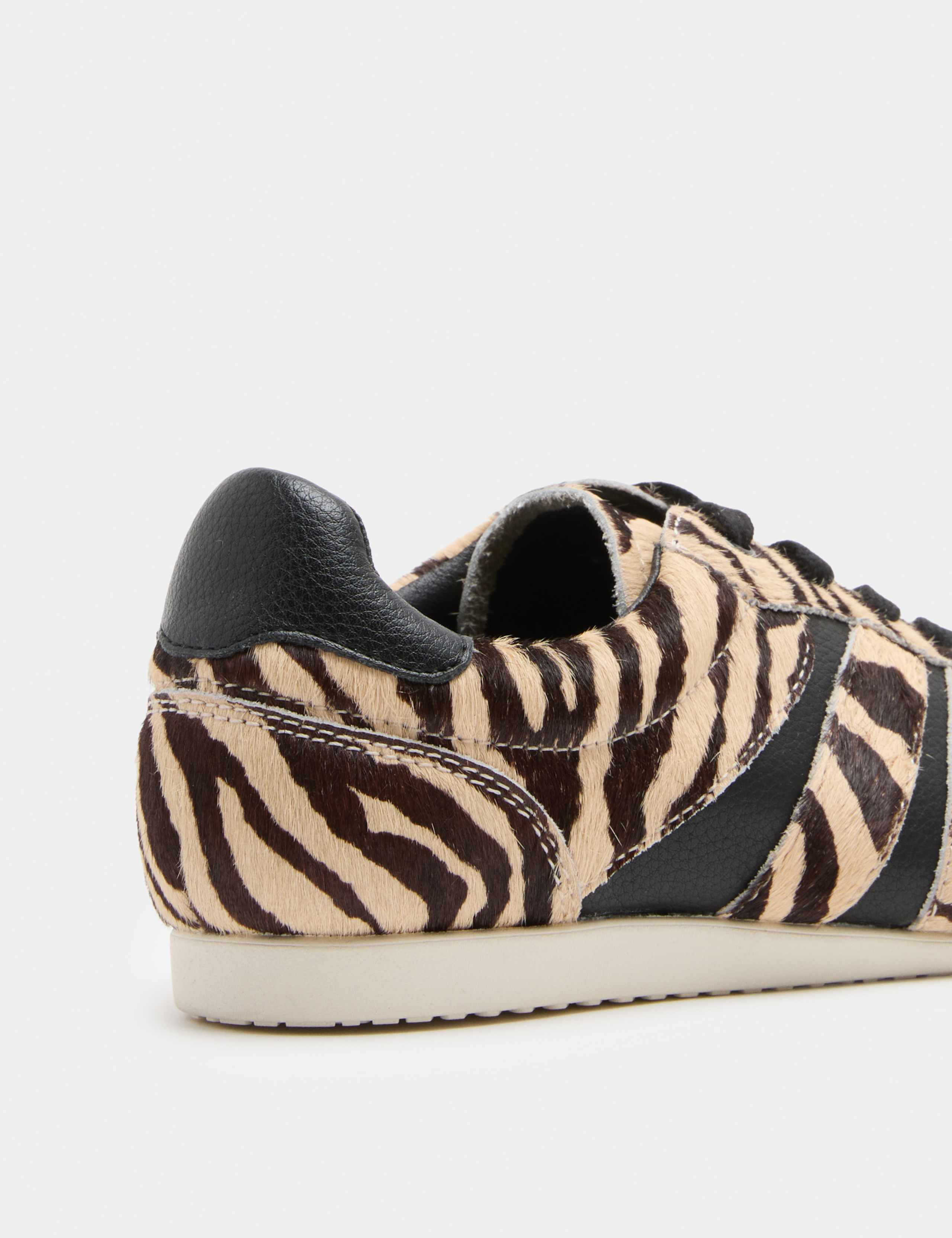 Lace Up Animal Print Hair On Retro Trainer 3 of 3