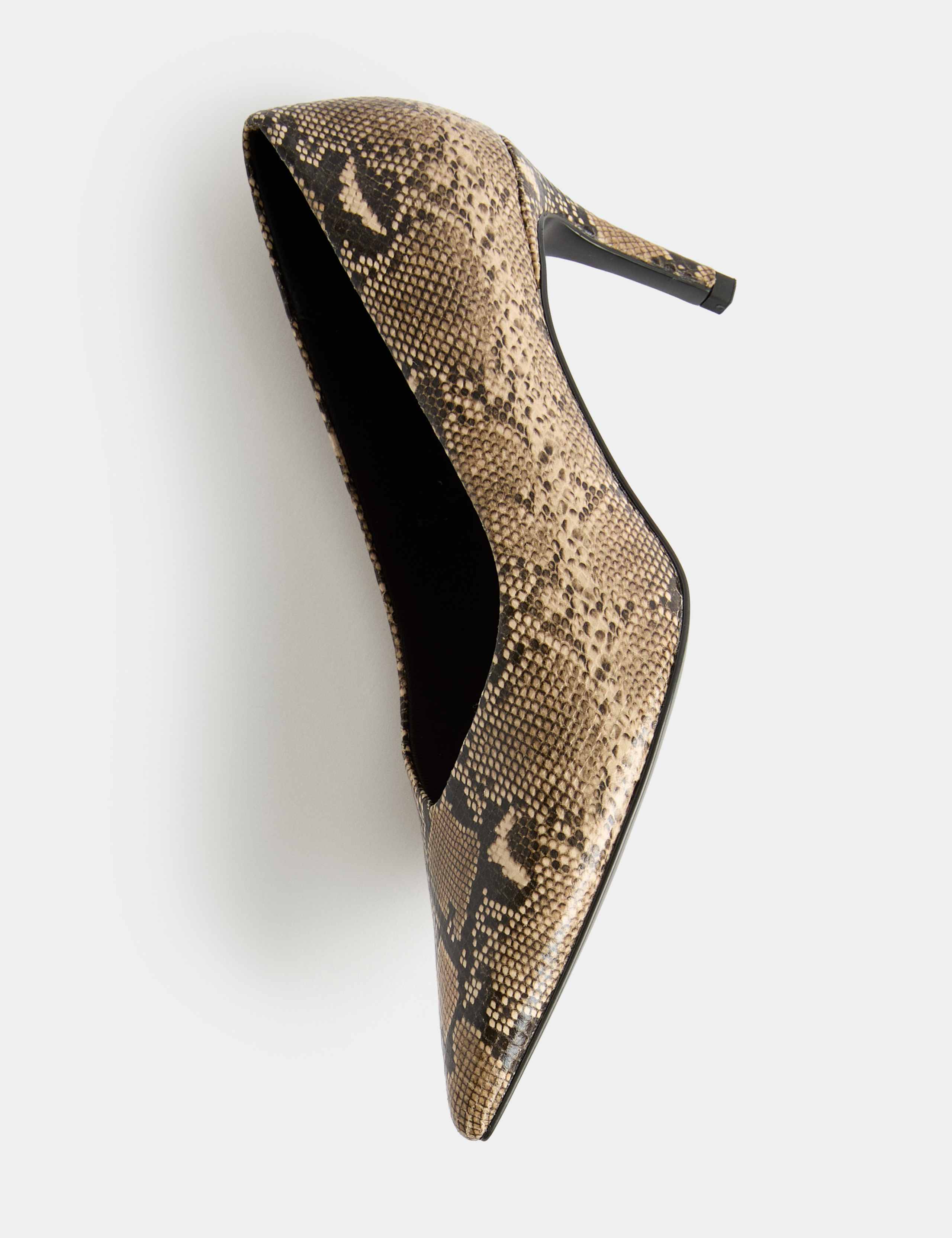 Snake Print Stiletto Heel Pointed Court Shoes 1 of 3