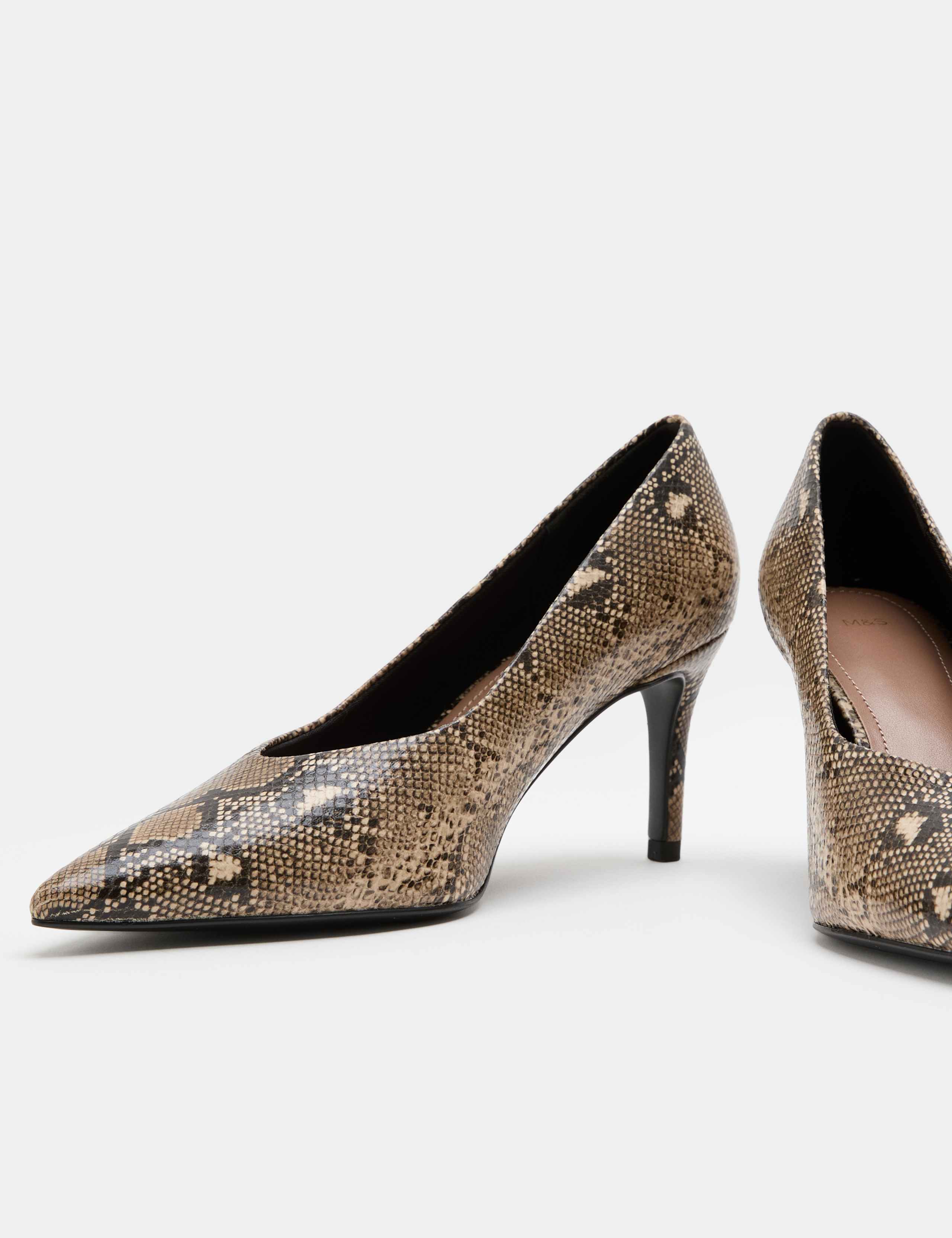 Snake Print Stiletto Heel Pointed Court Shoes 3 of 3