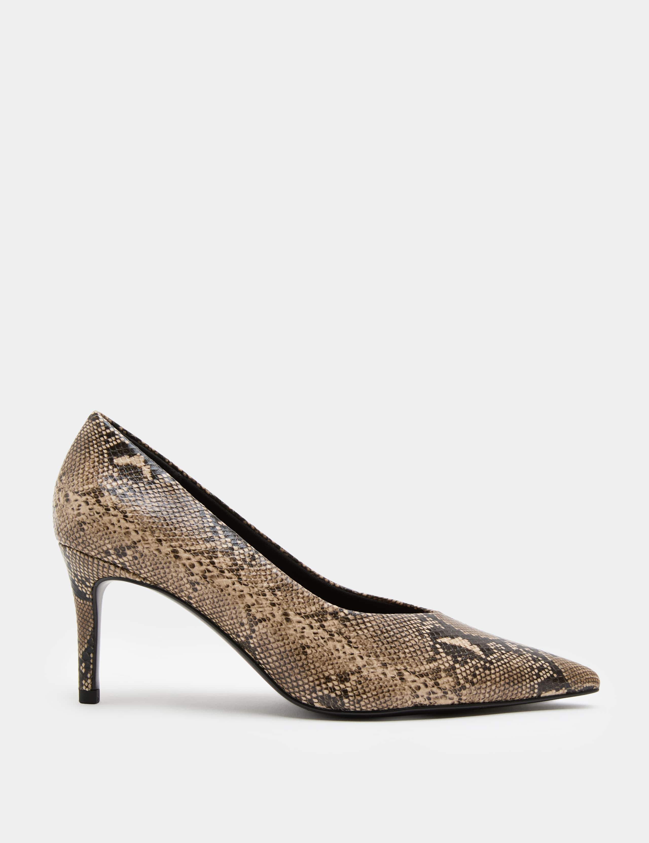 Snake Print Stiletto Heel Pointed Court Shoes 2 of 3