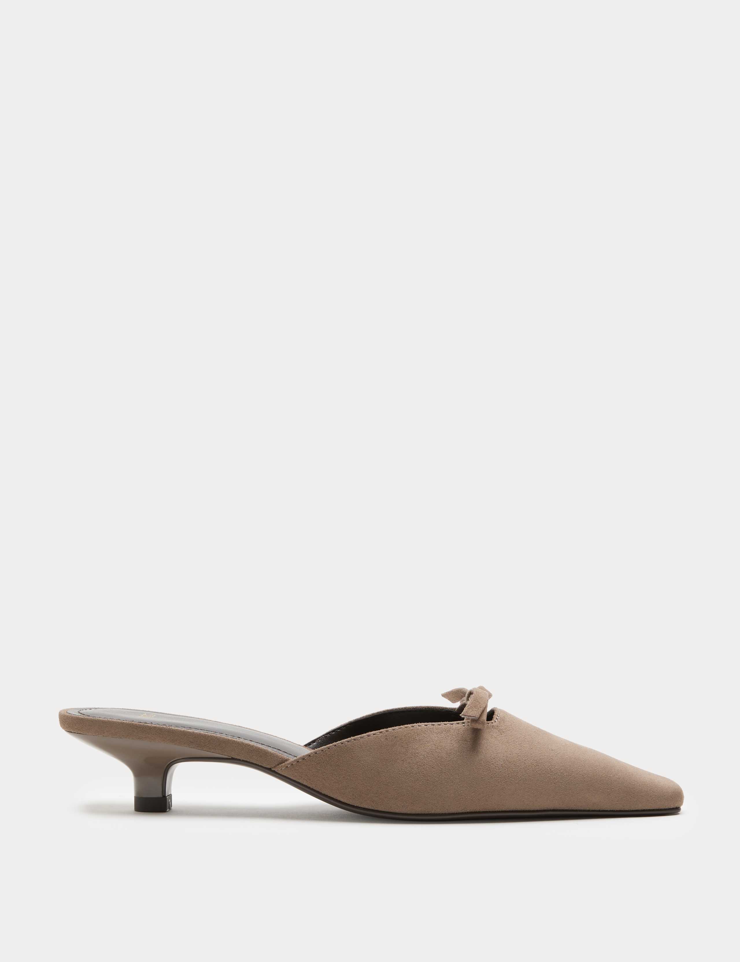 Bow Detail Kitten Heel Chisel Toe Mules 2 of 3