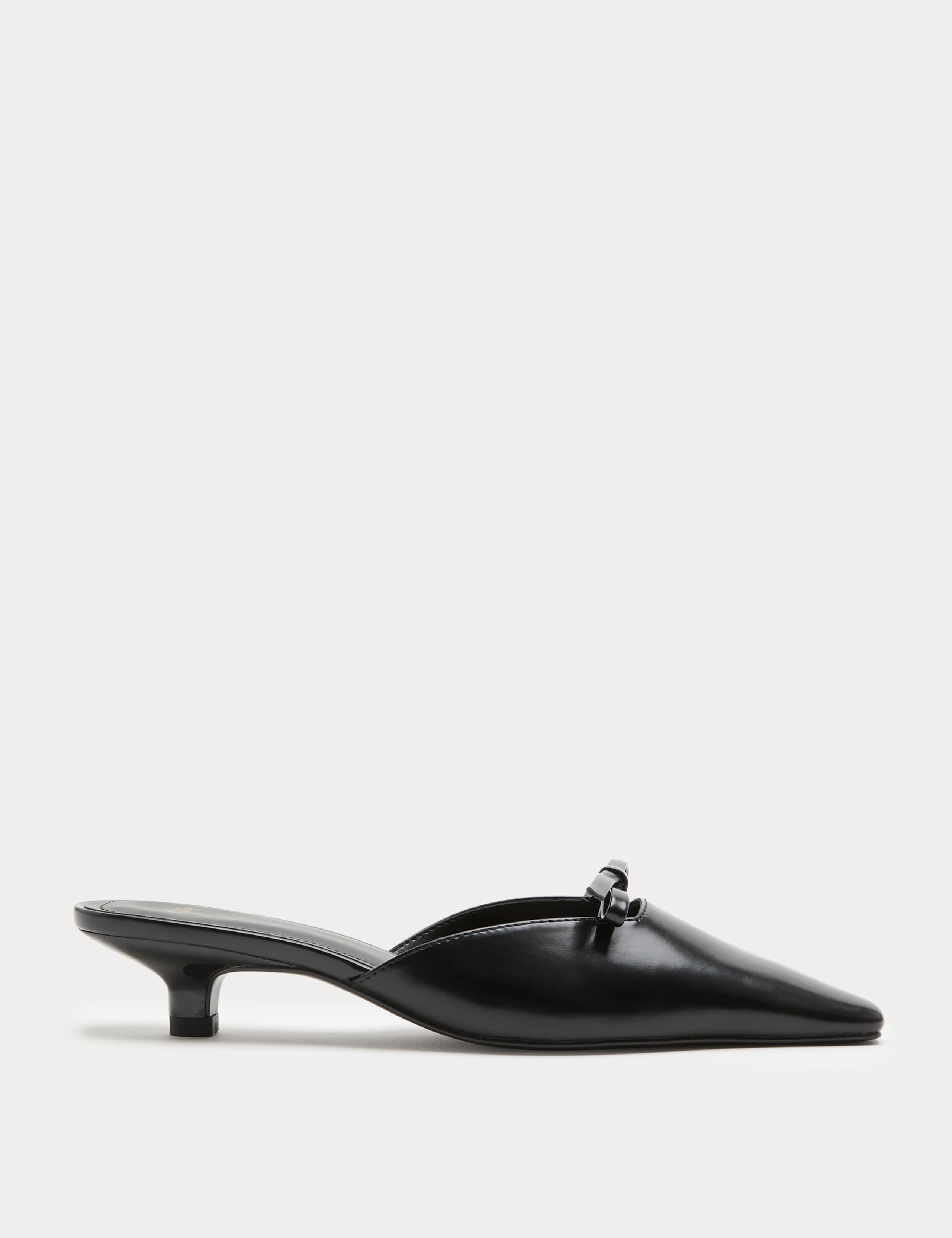 Bow Detail Kitten Heel Square Toe Mules 2 of 3