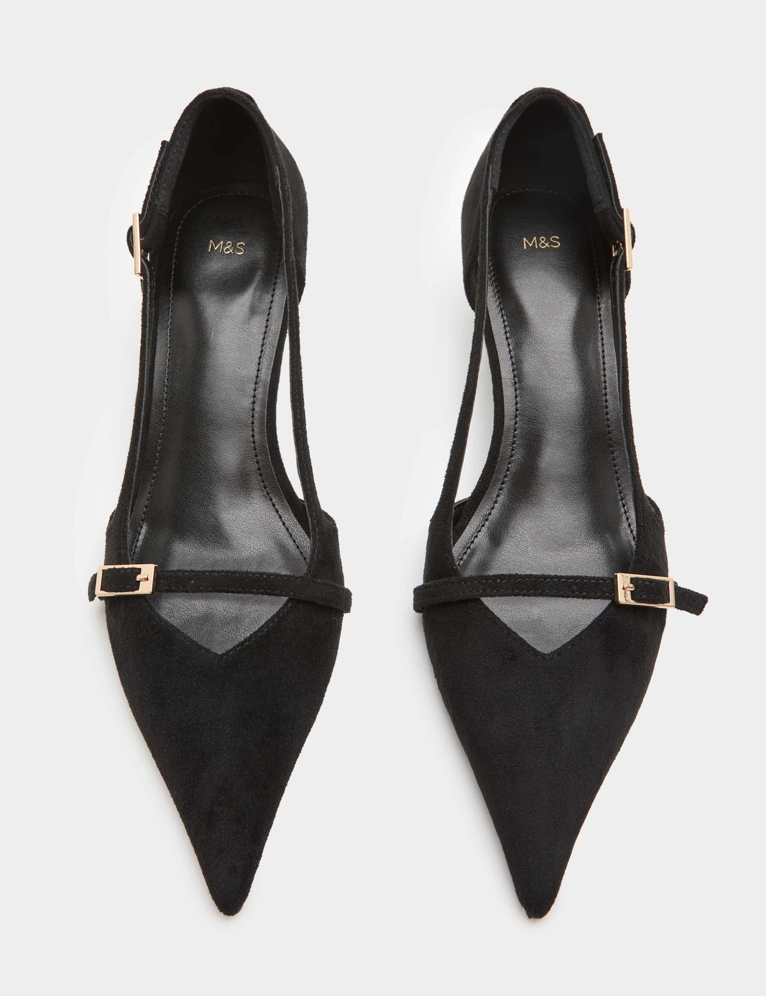 Buckle Detail Kitten Heel Pointed Court Shoes 1 of 3