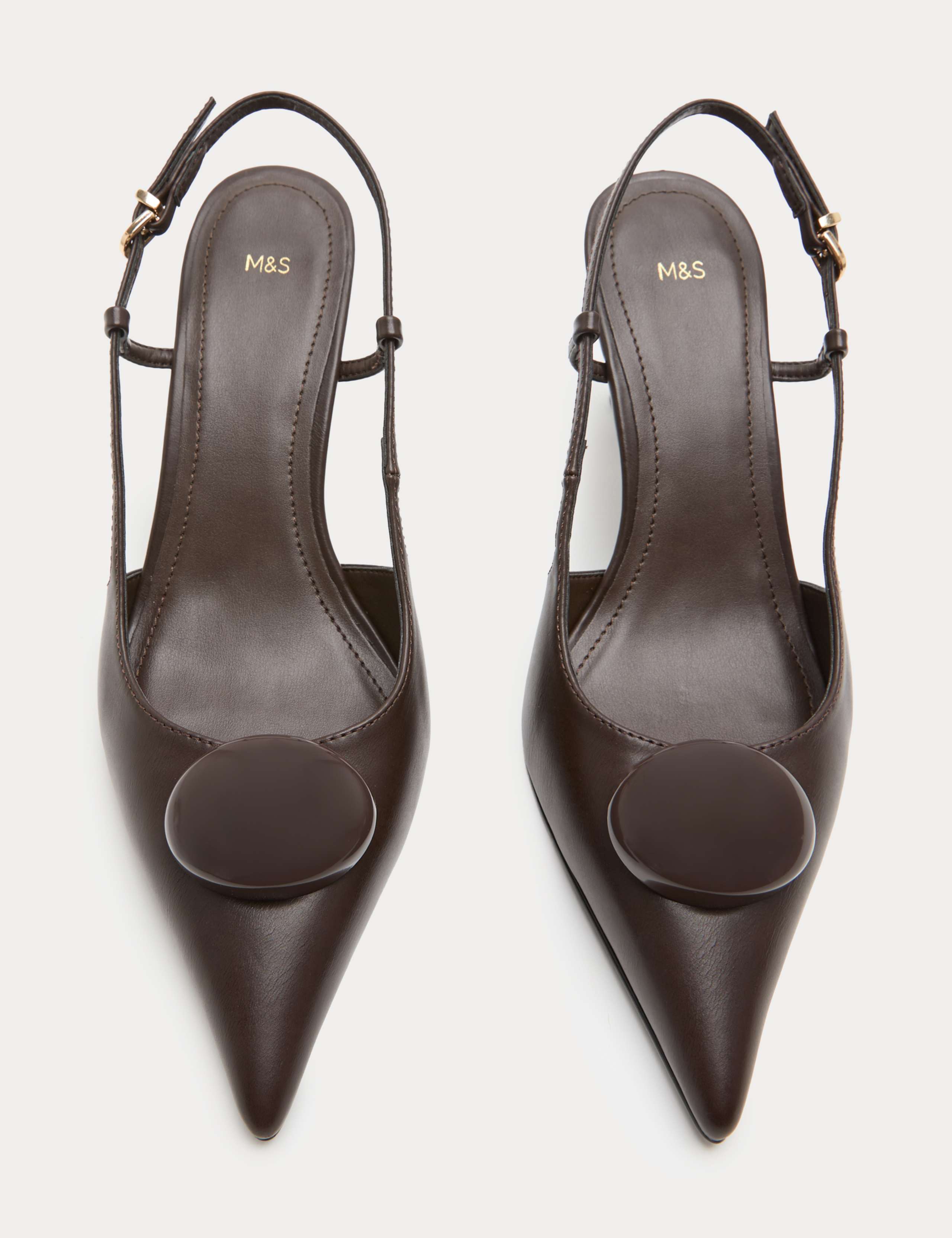 Trim Detail Stiletto Heel Pointed Sling Back Shoes 1 of 3