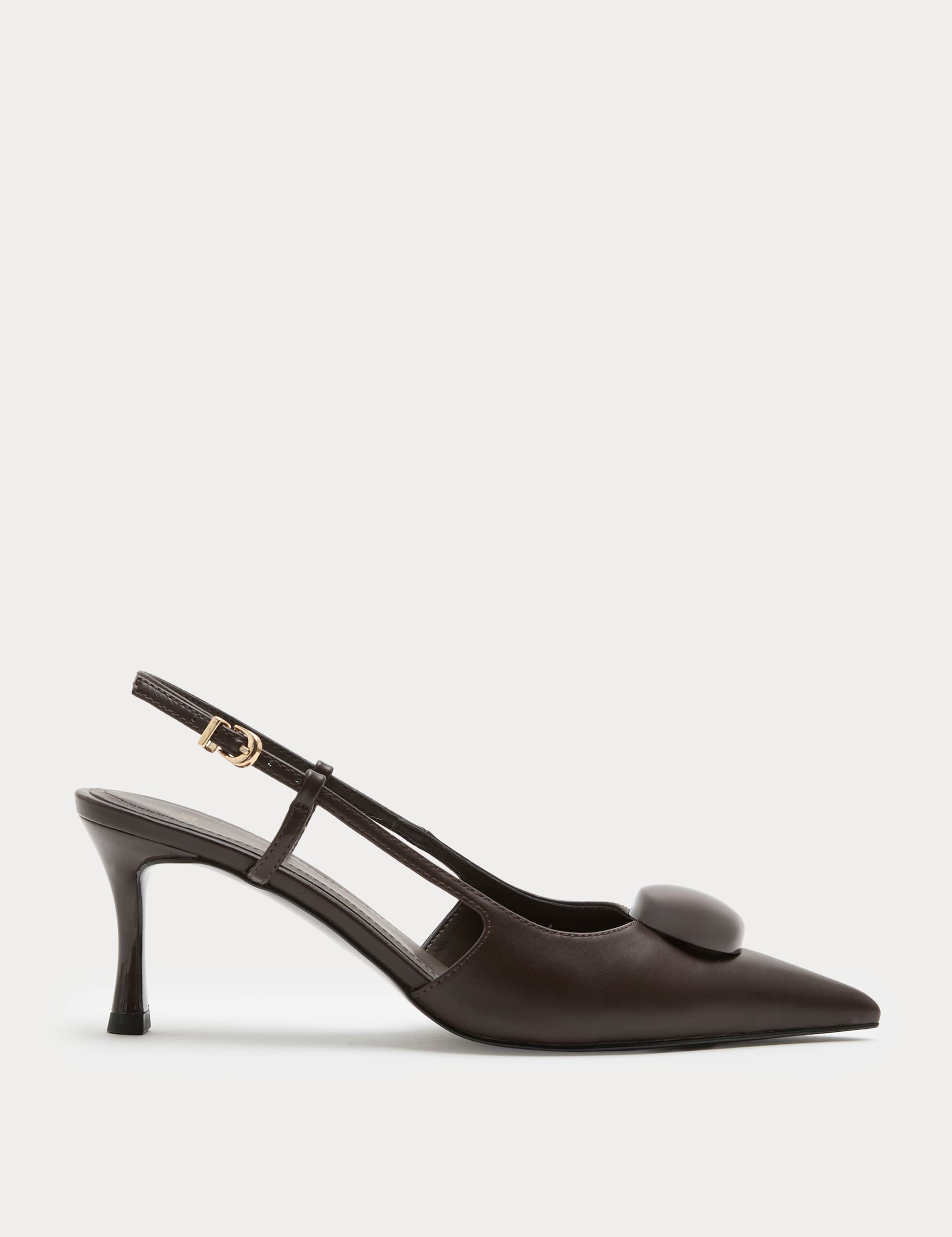 Trim Detail Stiletto Heel Pointed Sling Back Shoes 2 of 3
