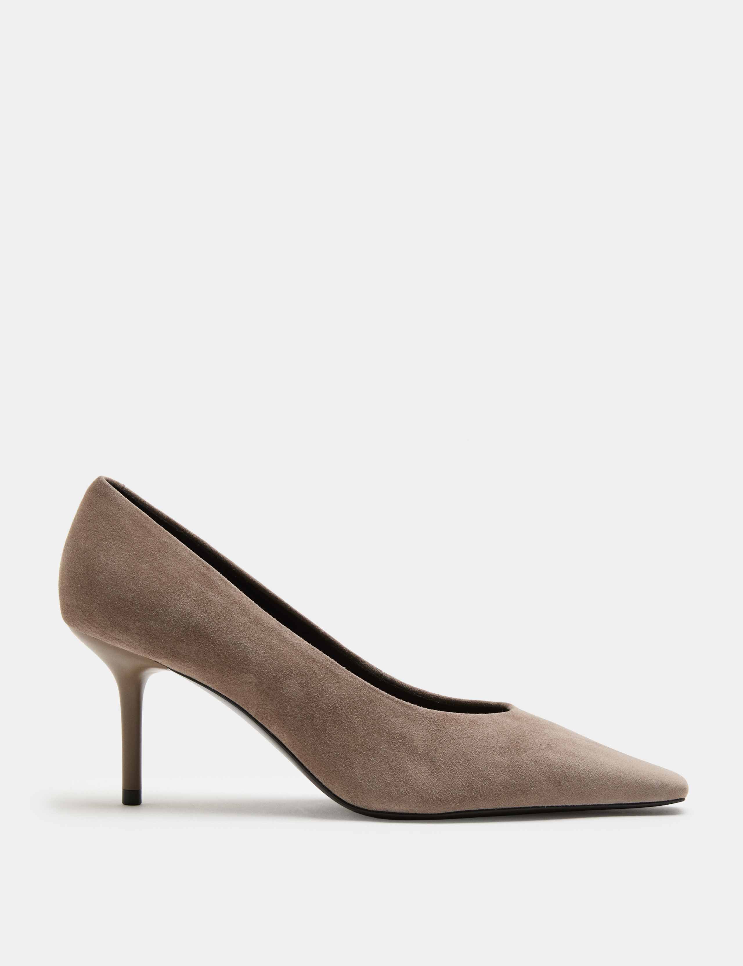 Suede Stiletto Heel Chisel Toe Court Shoes 2 of 3