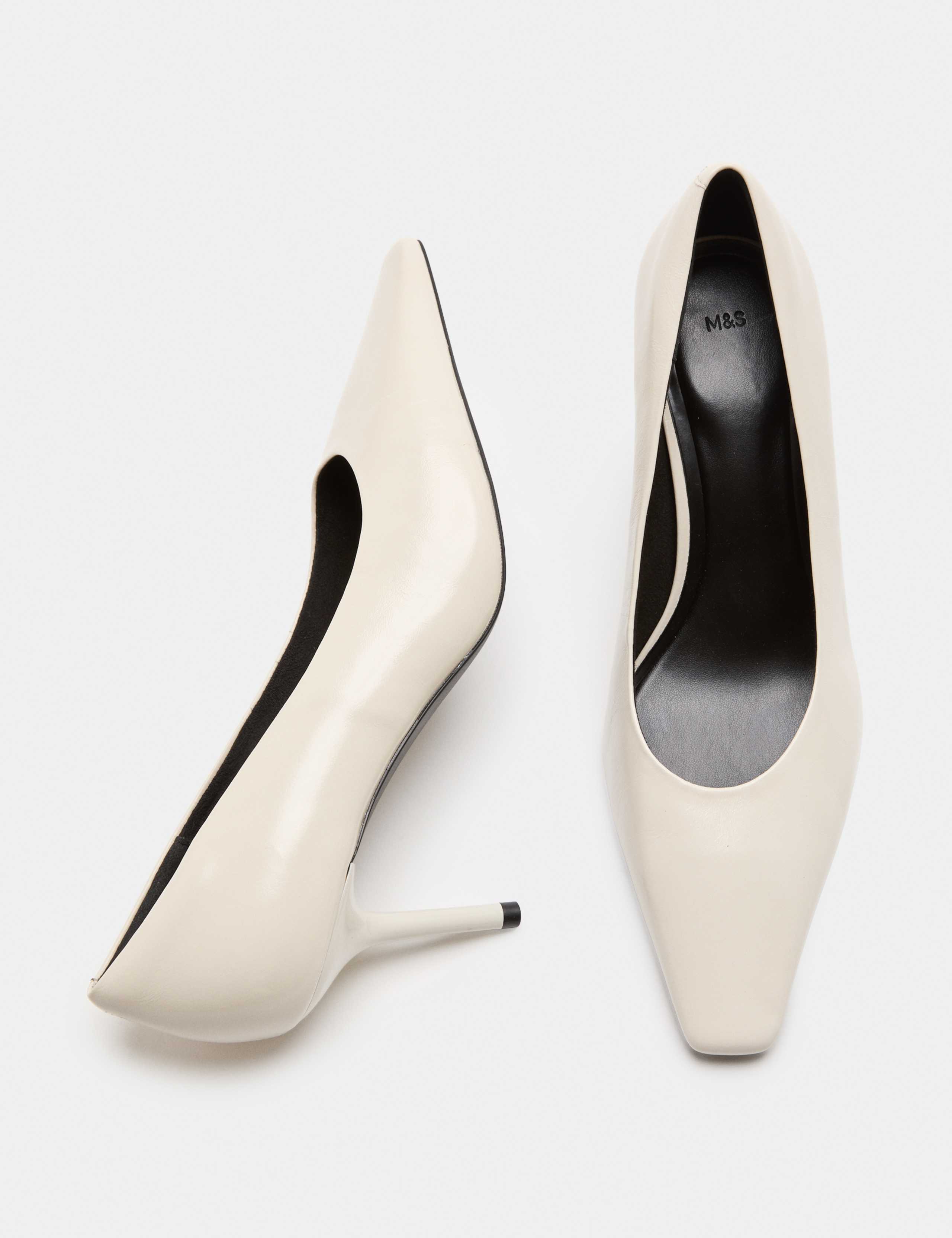 Leather Stiletto Heel Chisel Toe Court Shoes 1 of 3