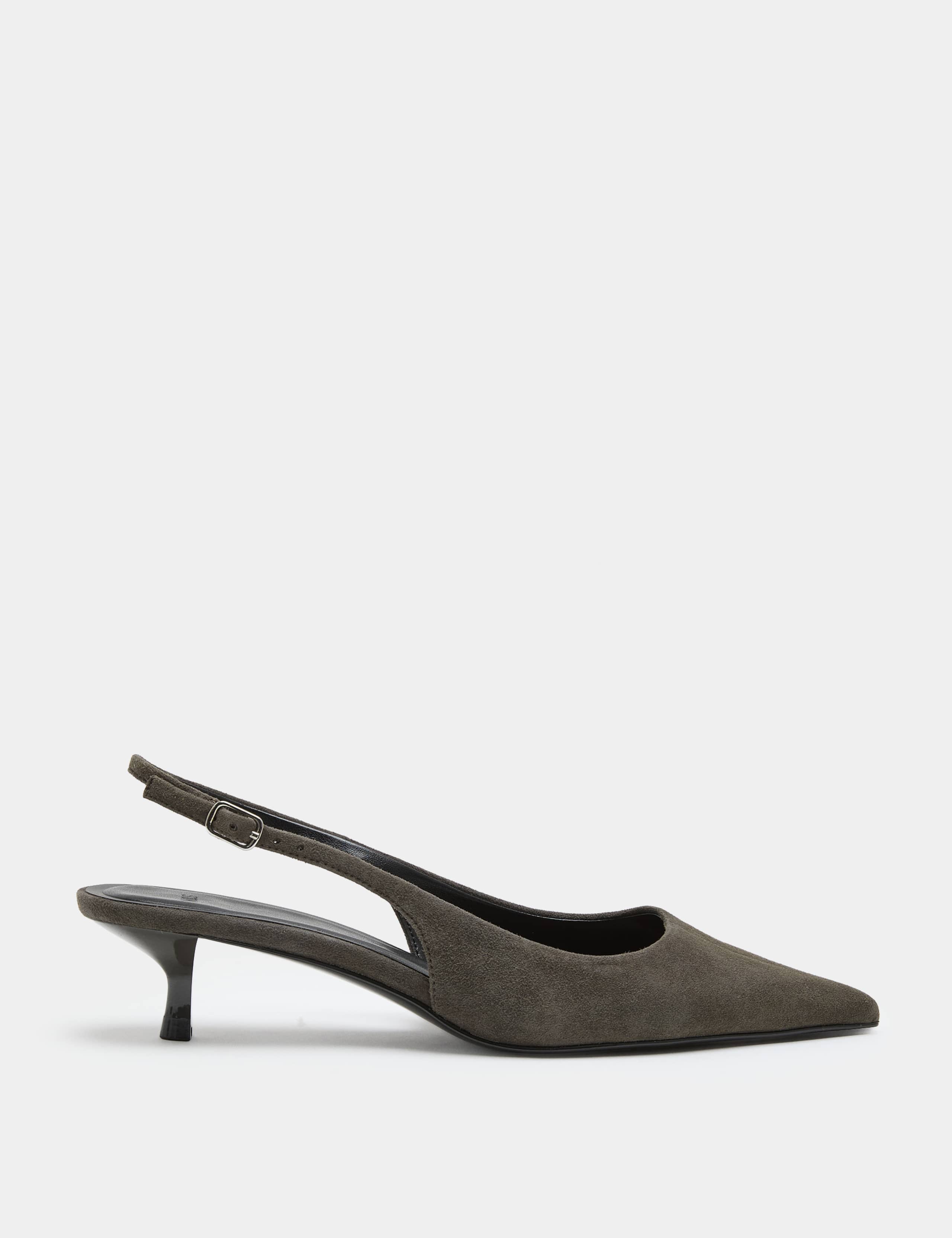 Suede Kitten Heel Slingback Shoes 2 of 3