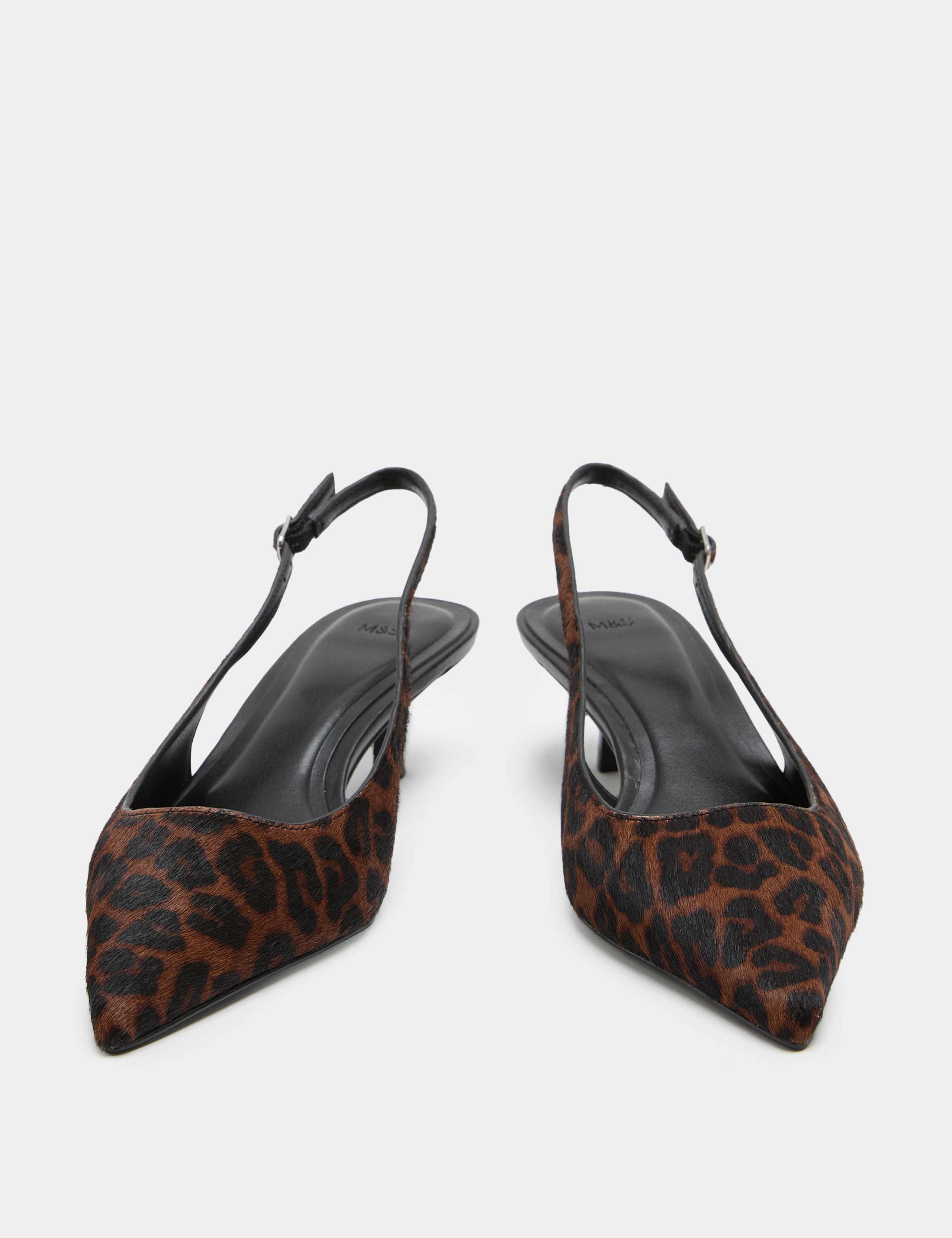Hair On Leopard Print Kitten Heel Slingback Shoes 1 of 3
