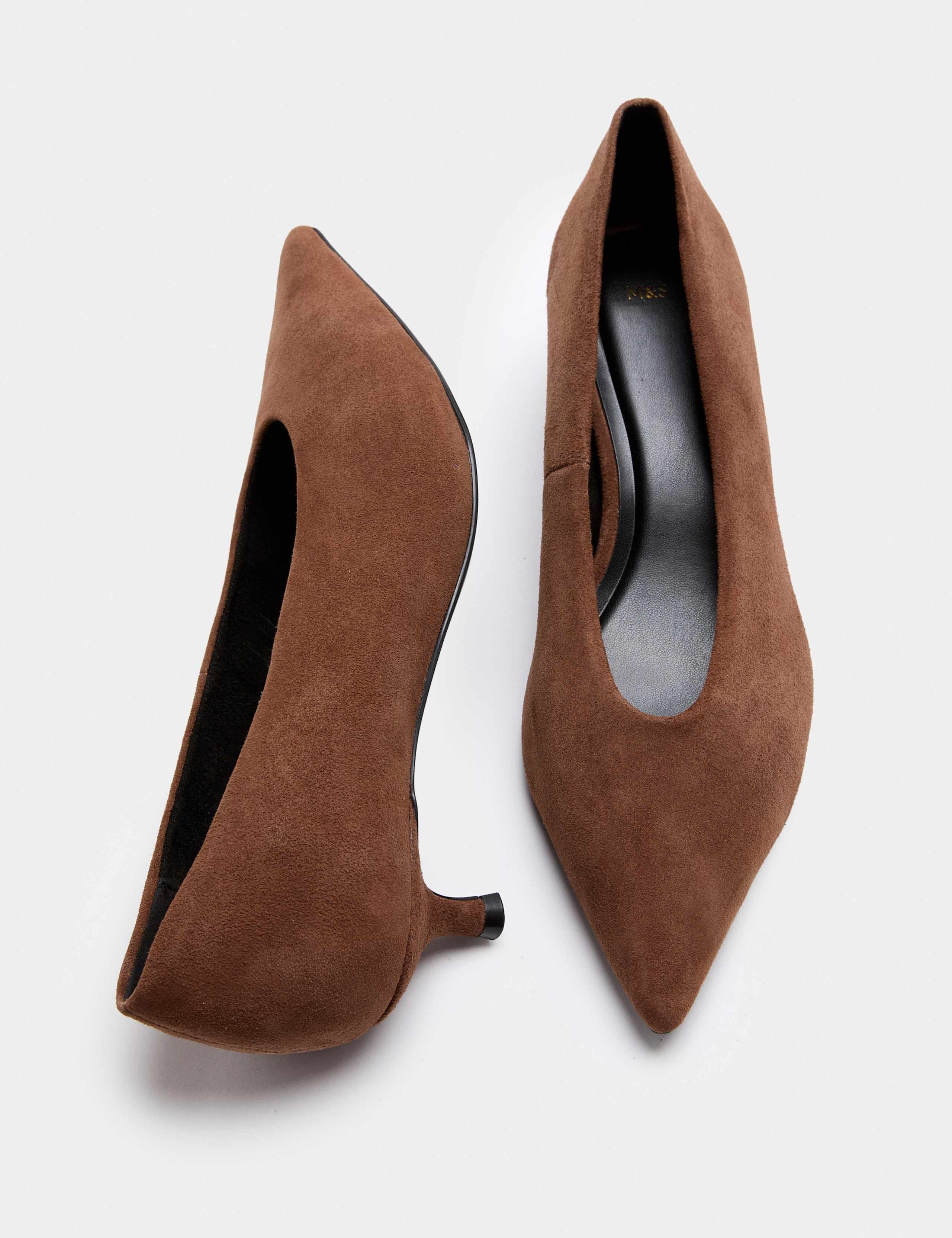 Suede Kitten Heel Pointed Court Shoes 1 of 3