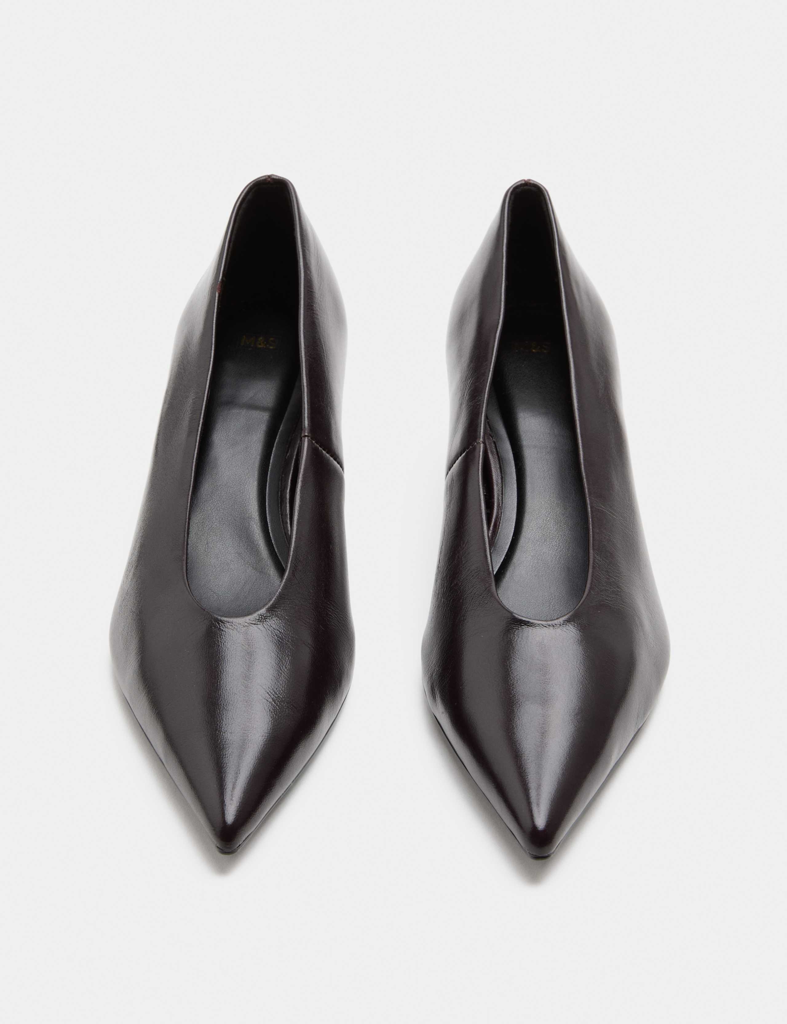 Leather Kitten Heel Pointed Court Shoes 1 of 3