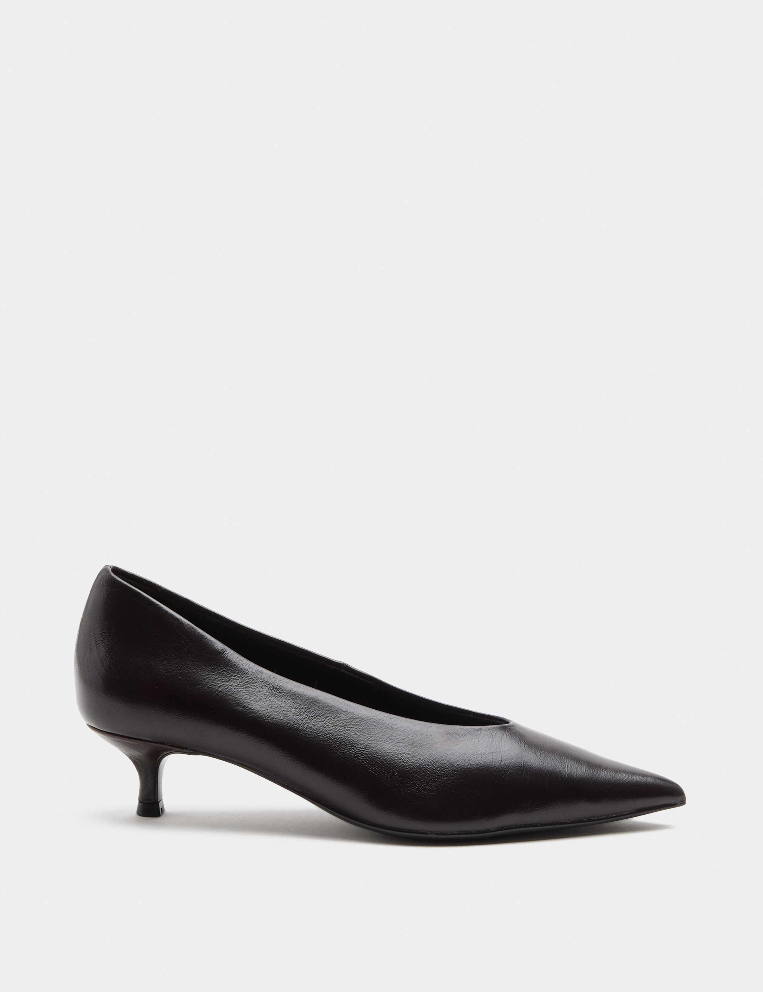 Leather Kitten Heel Pointed Court Shoes 2 of 3