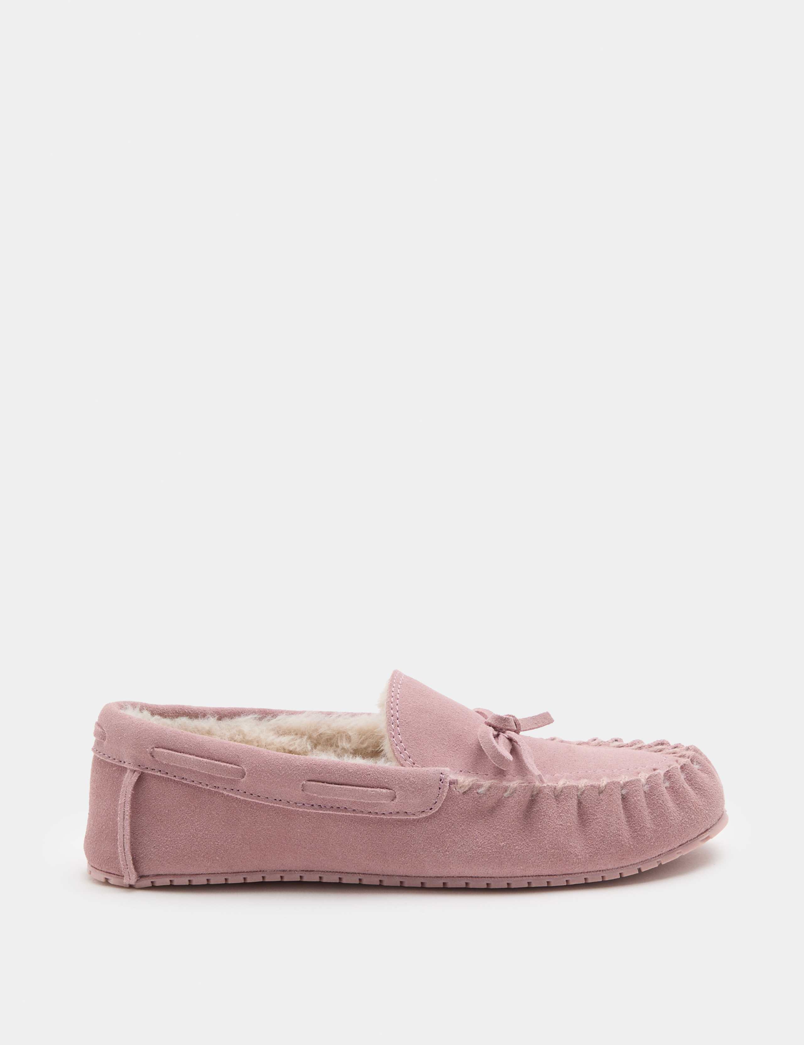 Suede Faux Fur Lined Moccasin Slippers 2 of 3