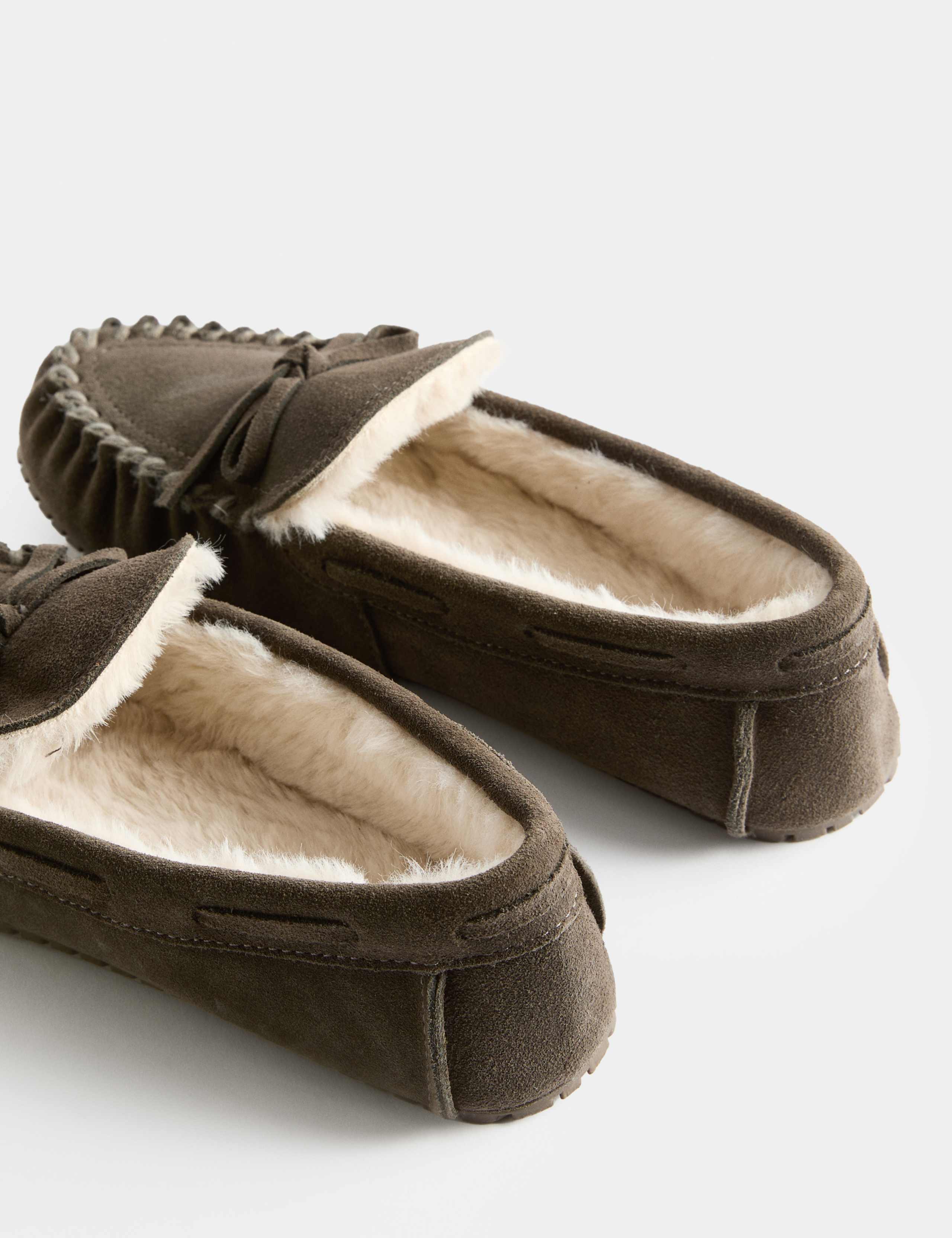Suede Faux Fur Lined Moccasin Slippers 3 of 3