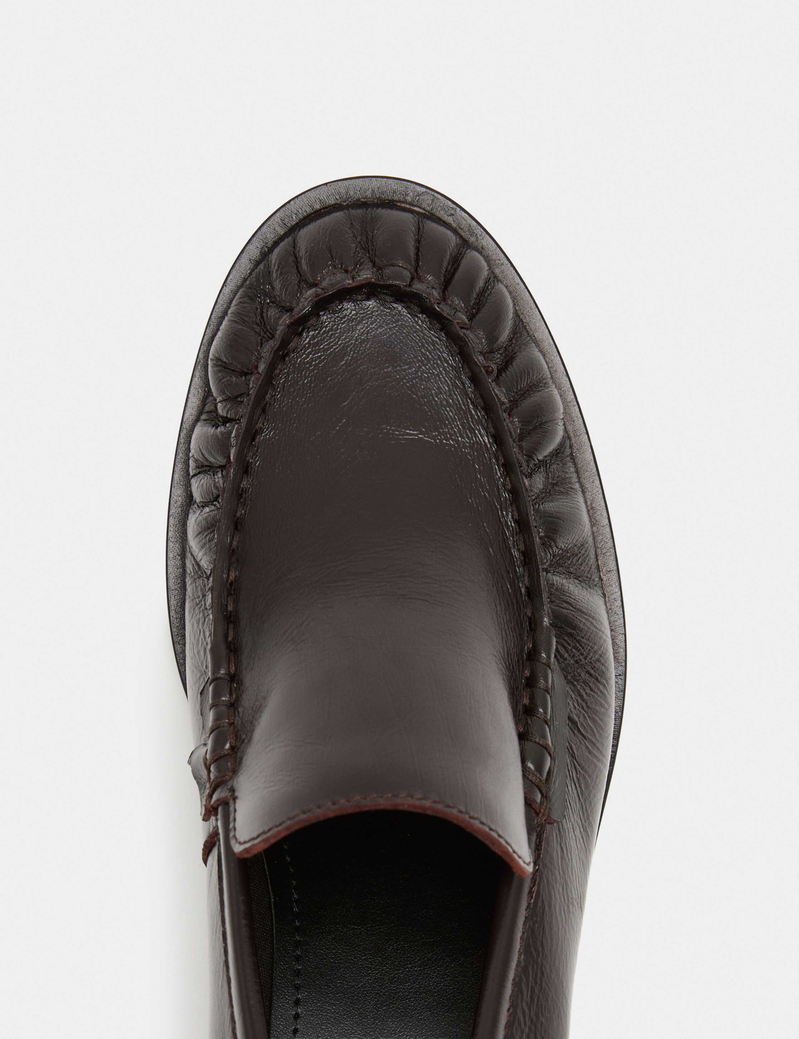 Leather Ruched Block Heel Loafers 3 of 3
